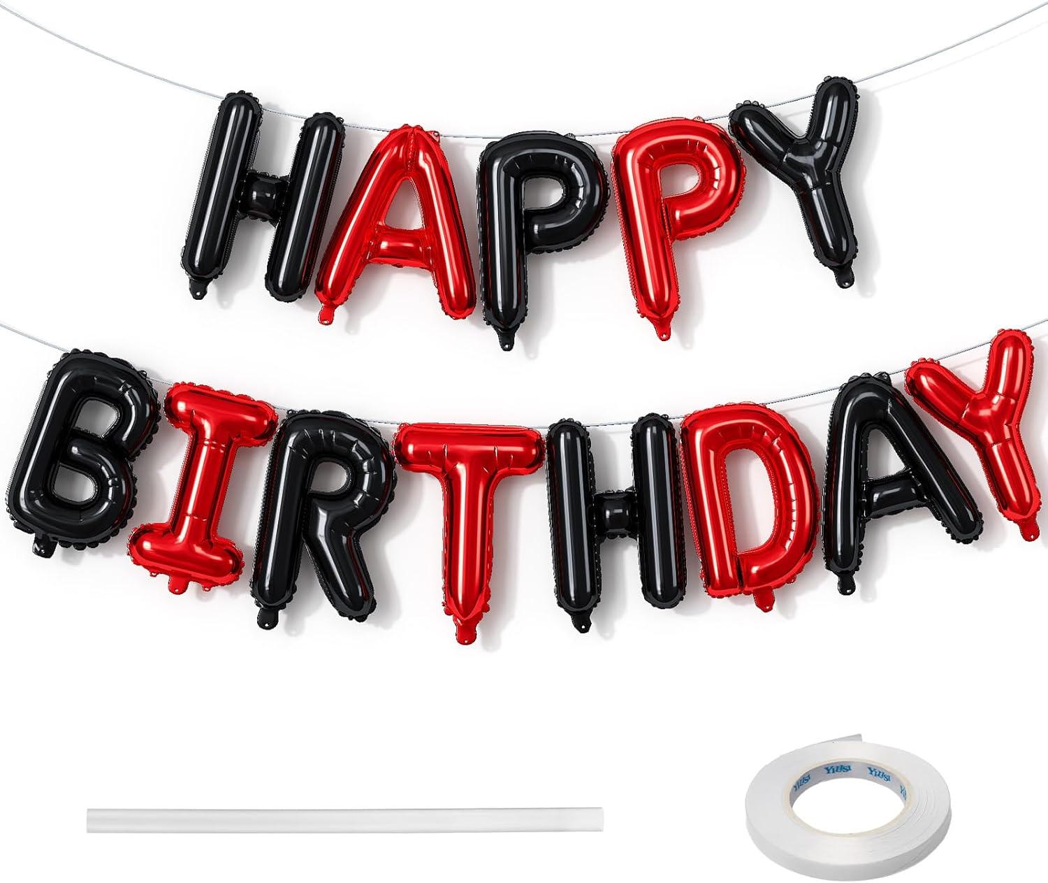 Pink Happy Birthday Balloon Banner, 16 Inch Pastel Pearl Baby Pink Self Inflating Happy Birthday Mylar Foil Balloon, Birthday Bunting Banner Letter Balloons for Girls Women Birthday Party Decorations