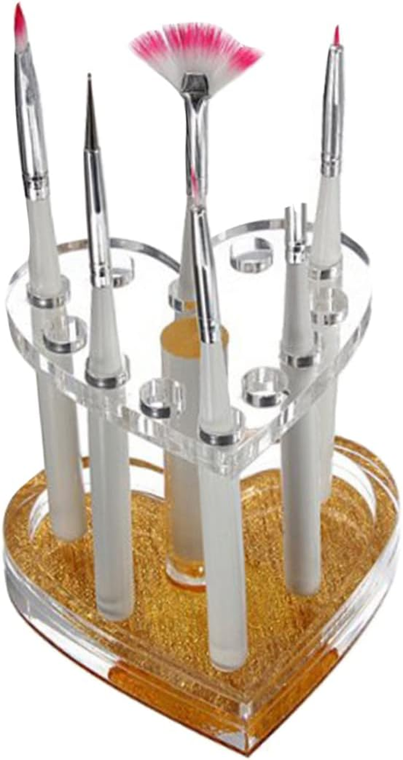 IWOWHERO round Nail Art Brush Holder Tool Stand for Manicure Nail Brush for Painting Portable and Easy to Use