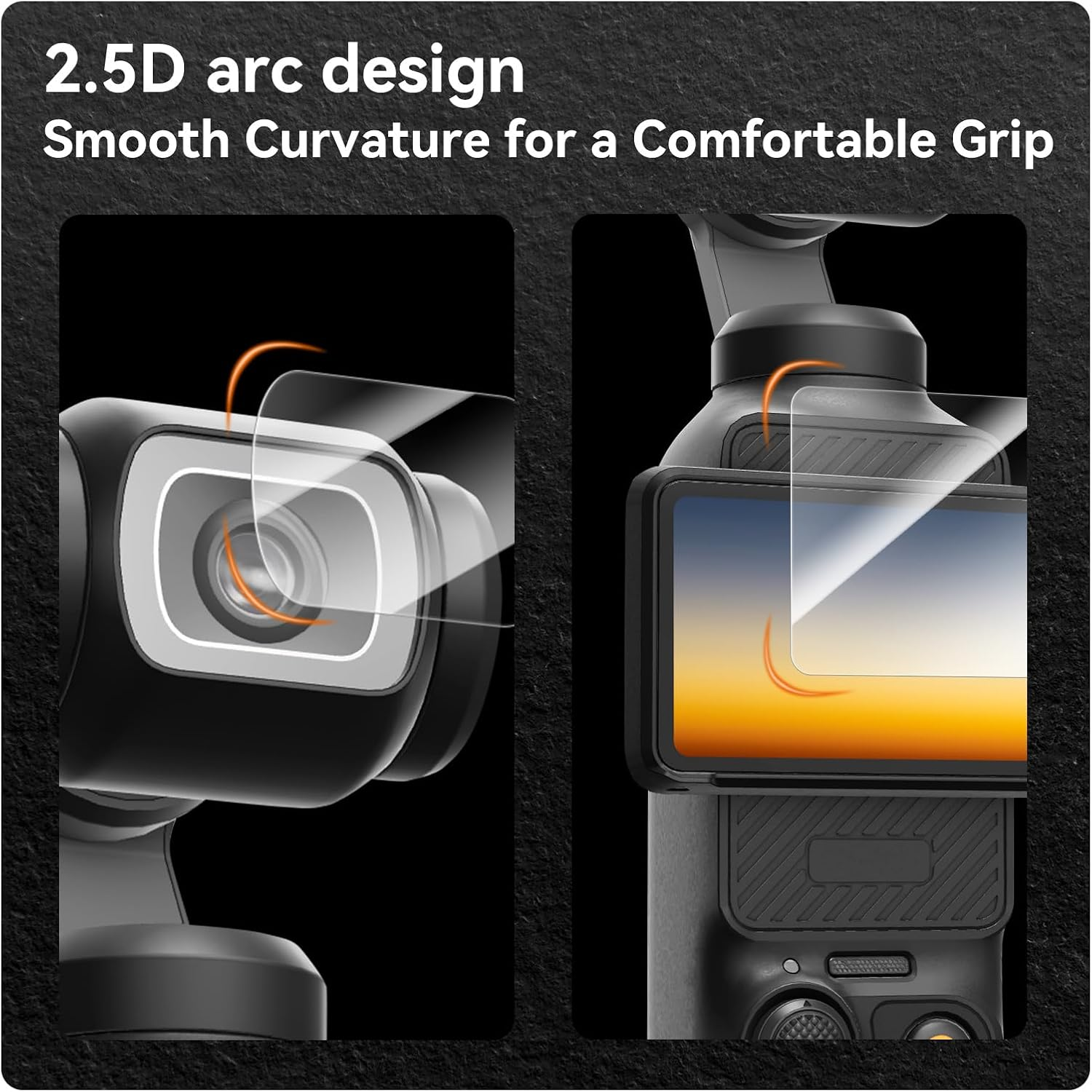 TELESIN Lens Screen Protector for DJI Osmo Pocket 3 [2+2Pack], 2-Pack Tempered Glass Screen Protector + 2 Lens Guards | Tempered Glass Film Accessories 9H Hardness Anti-Scratch, 99% Transparency image number 2