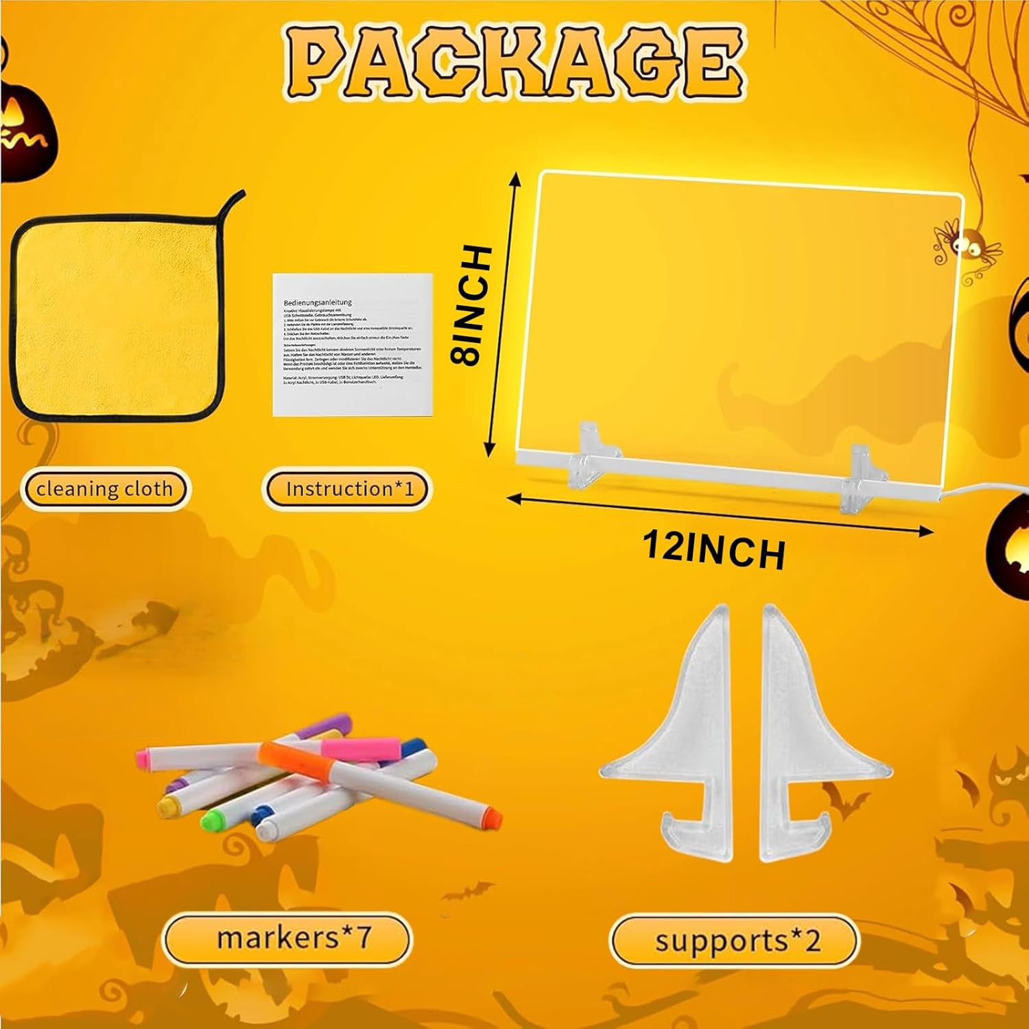 Lumiboard Led Drawing Board with 7 Colors,Light up Acrylic Cosmody Drawing Note Board,Glowing Acrylic Dry Erase Board with Light,Lumiboard Led Writing Boards,Halloween Gifts for Kids (12&ldquo;*8&rdquo;) image number 6