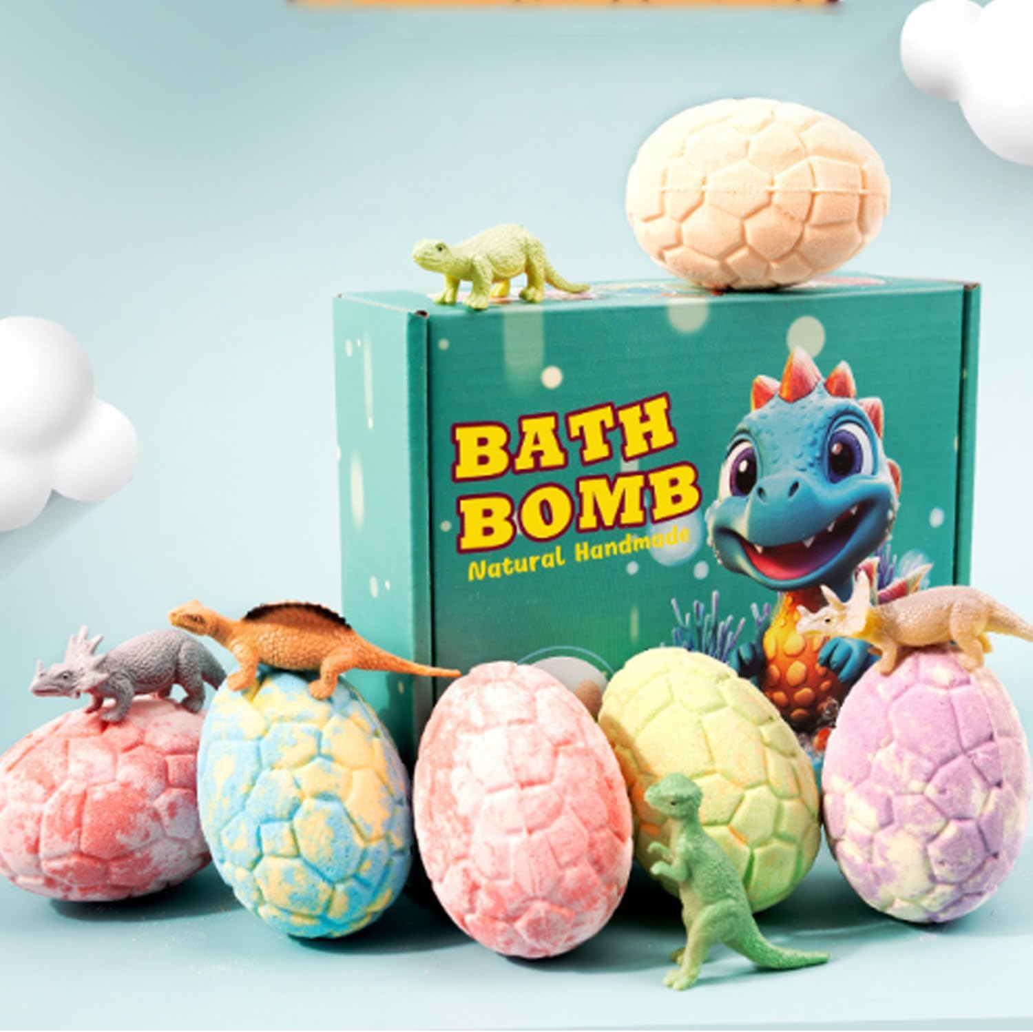 Bath Bombs with Surprise Dinosaur Toys Inside, 6 Pack Organic and Natural Bubble Bath Bombs, Bath Bomb Set for Birthday image number 3