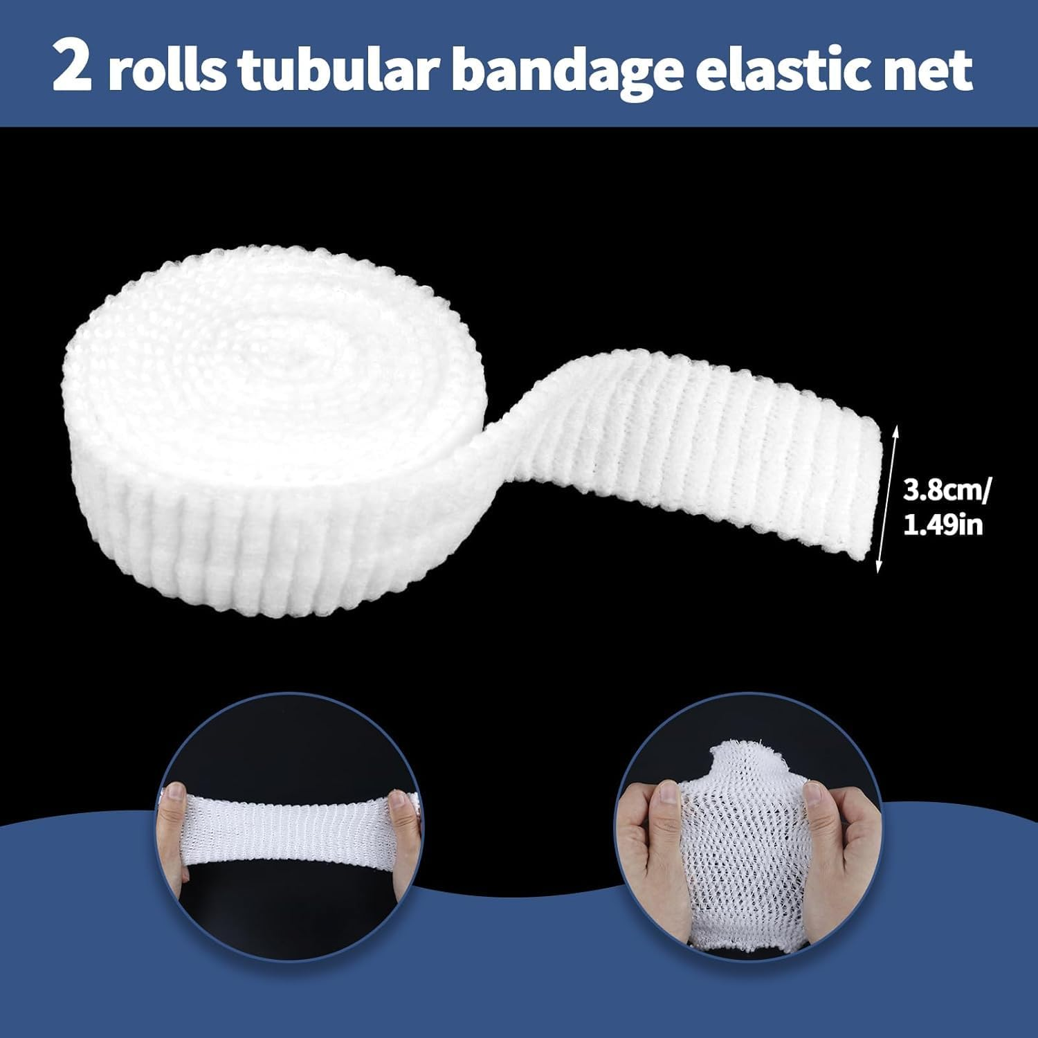 Elastic Net Dressing Breathable Tubular, 2Roll Wound Dressing Elastic Mesh Nets, Breathable Cuttable Bandage Stretchable Wrap,Tubular Bandage Gauze Sleeve Tubular Net image number 5