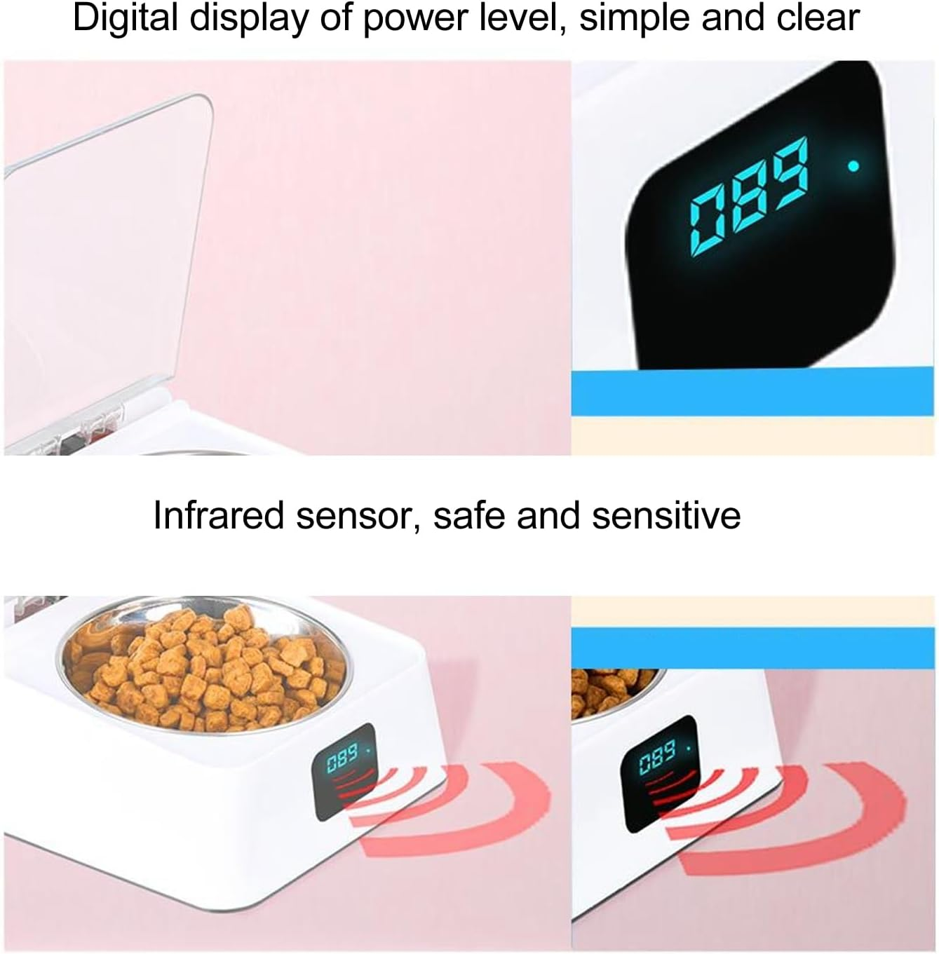 LICAEVEY Automatic Cat Feeder, Infrared Sensor, Smart Sensing, 350Ml Bowl, ABS & Stainless Steel, Cat Intelligent Automatic Feeder image number 6