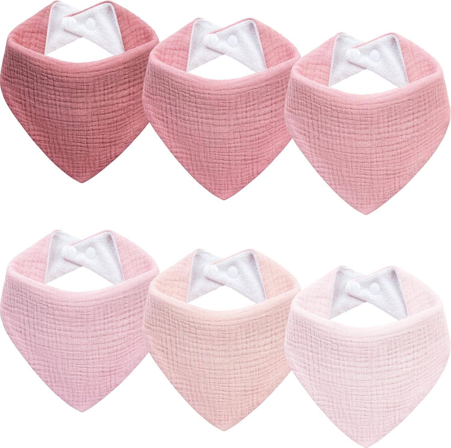 Muslin Baby Bibs 6-Pack Baby Drool Bandana Bibs for Baby Girls Boys Infant Newborn Toddler Drooling and Teething(Triangle Gradientpink)