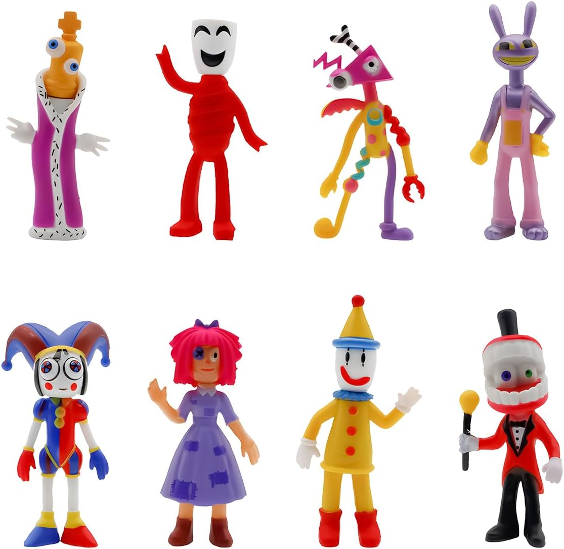8Pcs Party Topper for the Amazing Digital Circus,Digital Circus Action Figure,Circus Theme Party Decorate Supplies