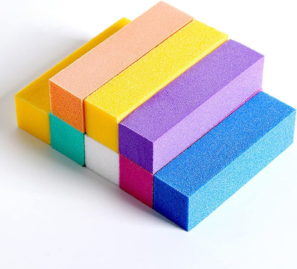 Sanding Files Block Nail Art Tips Makeup Accessories Wear-Resistant Scrub Manicure Pedicure Adult Kids Fingernail Care Tools, 4Pcs(Random Color)