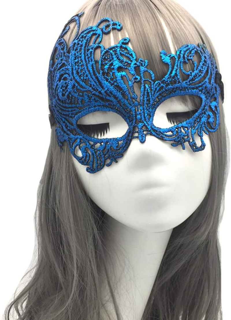 Imapo Masquerade Mask for Women, Mardi Gras Lace Masks, Cosplay Venetian Party Prom Ball Christmas Halloween Eye Lady Masks - Phoenix (Blue) image number 5