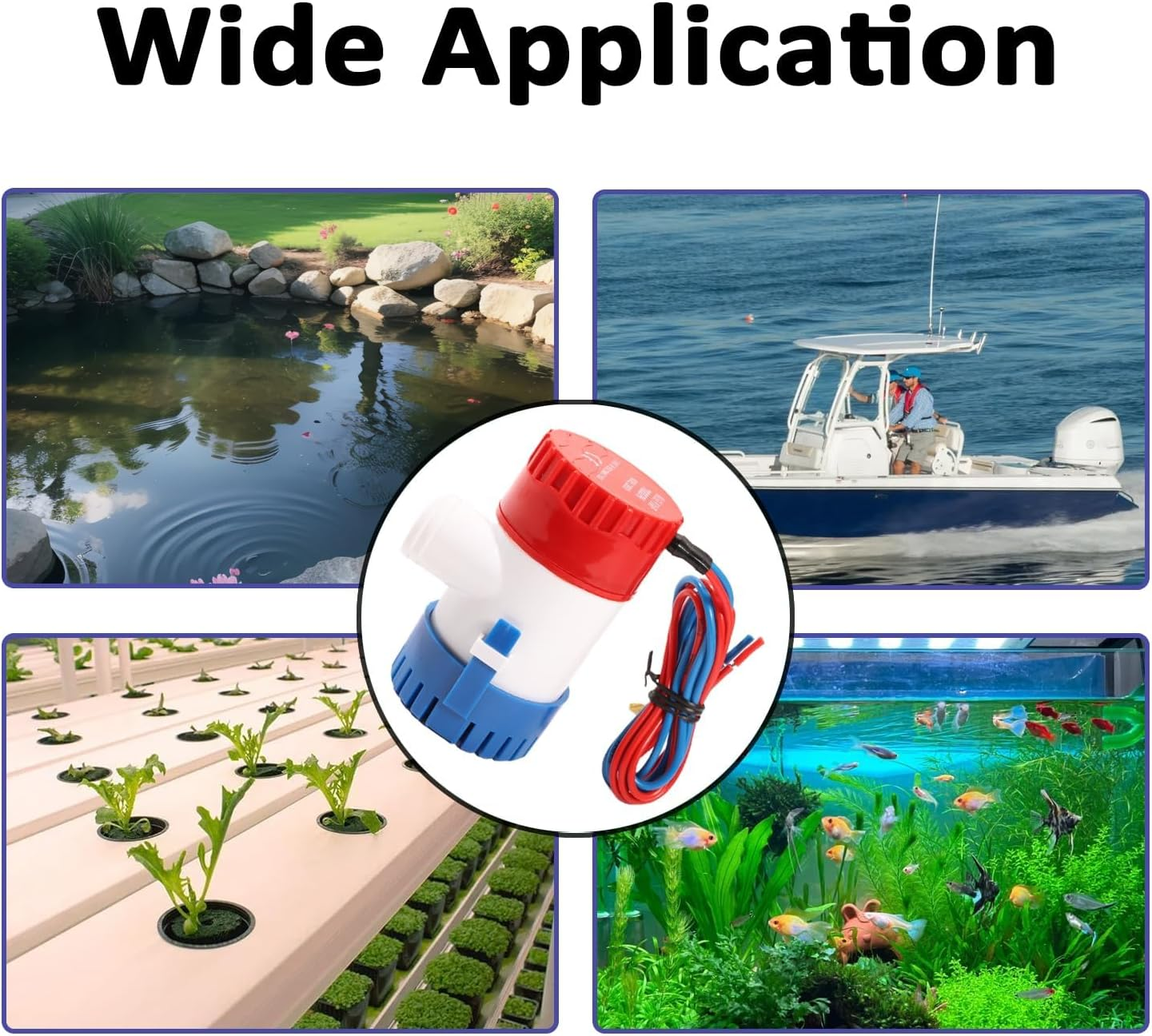 12V Submersible Bilge Pump 1100GPH, Automatic Marine Electric Water Pump with Stainless Steel Shaft for Boat RV Yacht Fishing Camping Pool Fountain ﻿ image number 2