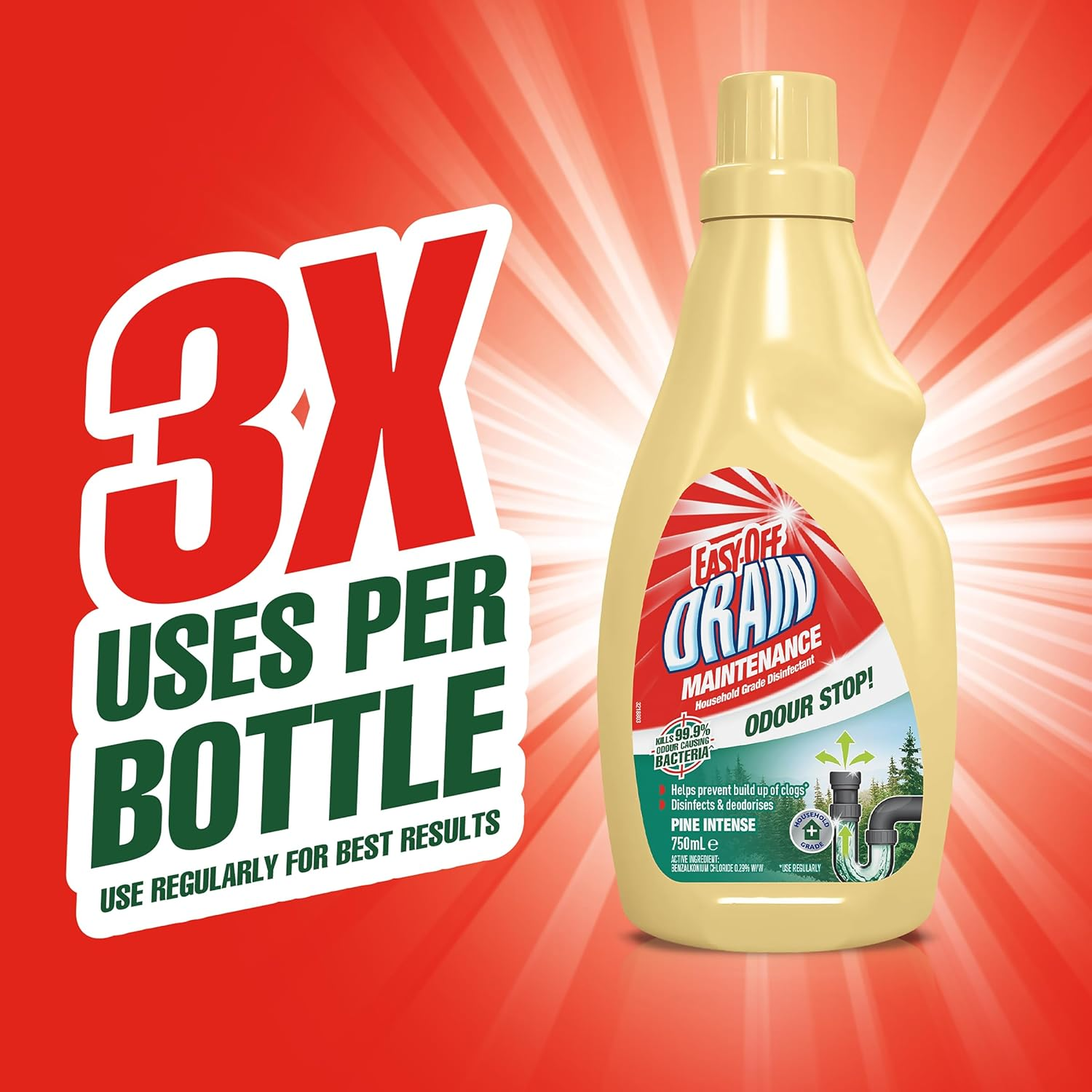 Easy-Off Bam Pine Intense Drain Maintenance Odour Stop 750 Ml image number 2