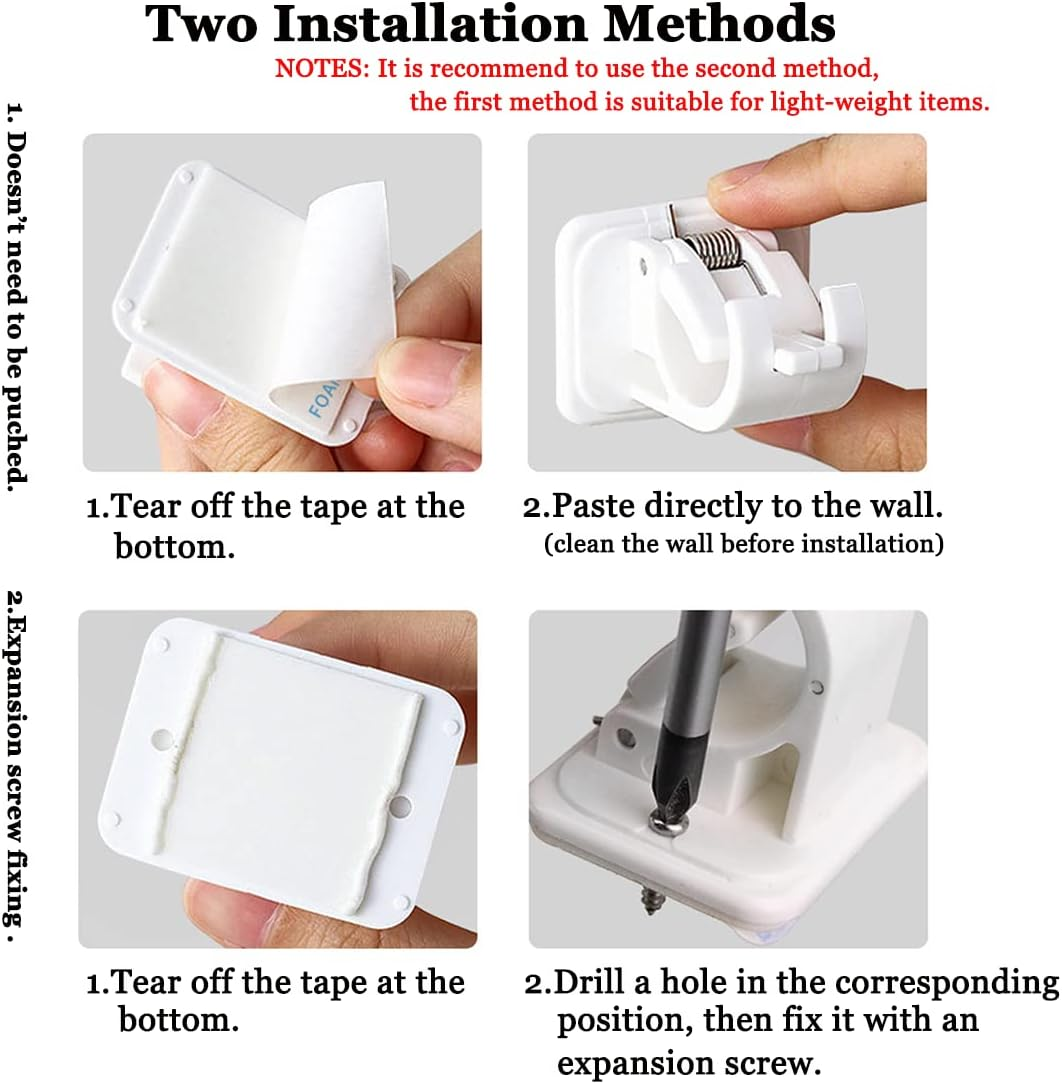 Fishing Rod Clips with Screws - Wall Mounted Holder for Poles, Cues, Curtain Rods - 10Pcs Storage Rack Organizer Brackets image number 2