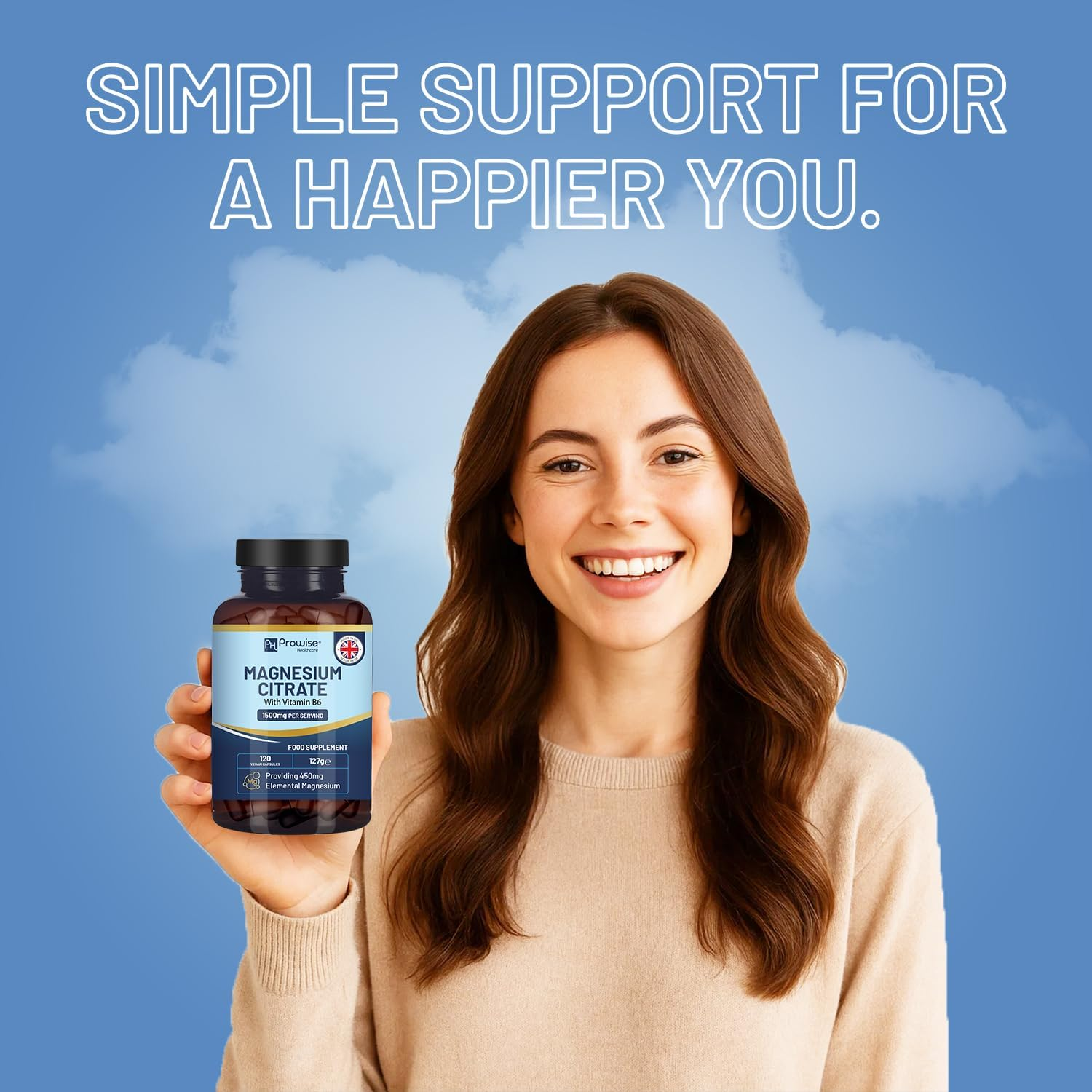 Magnesium Citrate Capsules 1500Mg with Vitamin B6 | 120 Vegan Capsules | 450Mg Elemental Mg | High Strength Magnesium Supplements for Women & Men | Capsule Not Tablets | Made in UK by Prowise image number 4