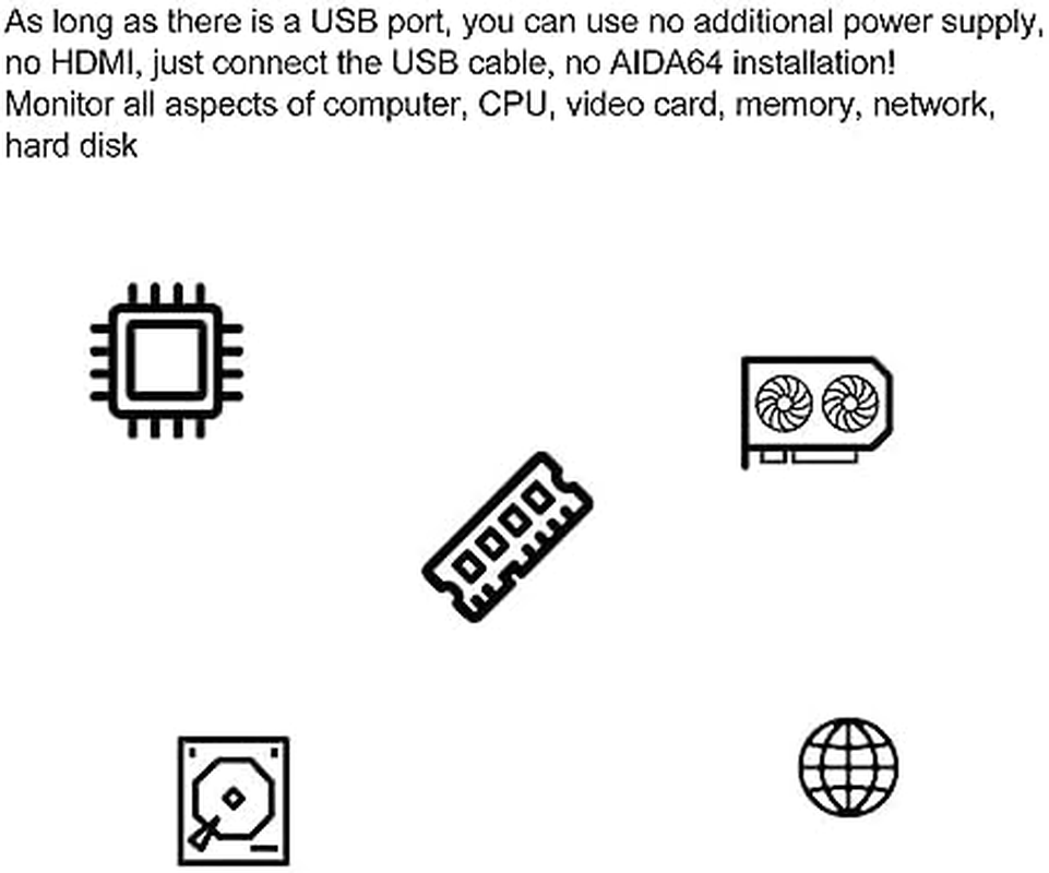 Computer Temp Monitor, 3.5 Inch PC Temperature Display PC CPU Hard Disk Data Monitor with Stand, PC Sensor Panel Display Temperature Monitor for Computer Case (White) - Black image number 3