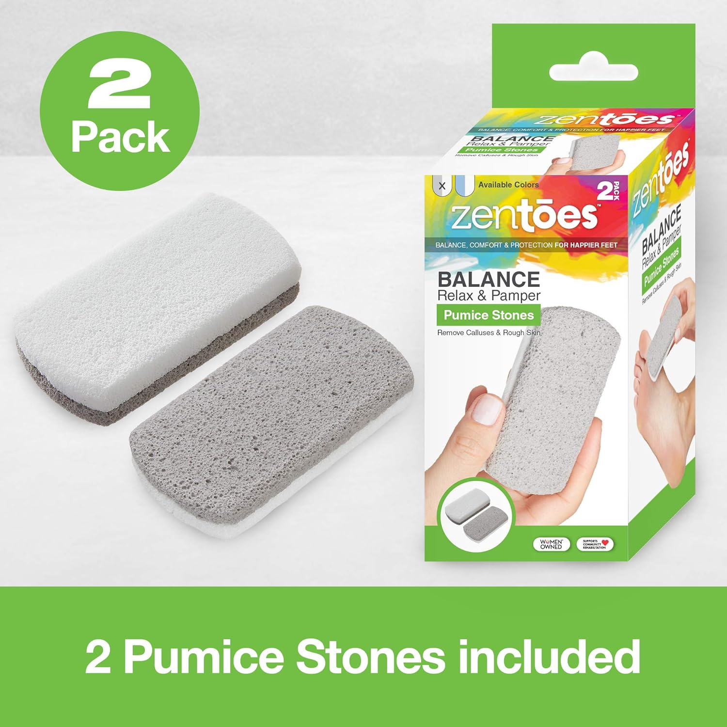 Zentoes Pumice Stones for Feet, Hands and Body - Hard Callus Remover, Exfoliator and Scrubber to Remove Dead Skin for Home Pedicure - 2 Count (Gray) image number 6