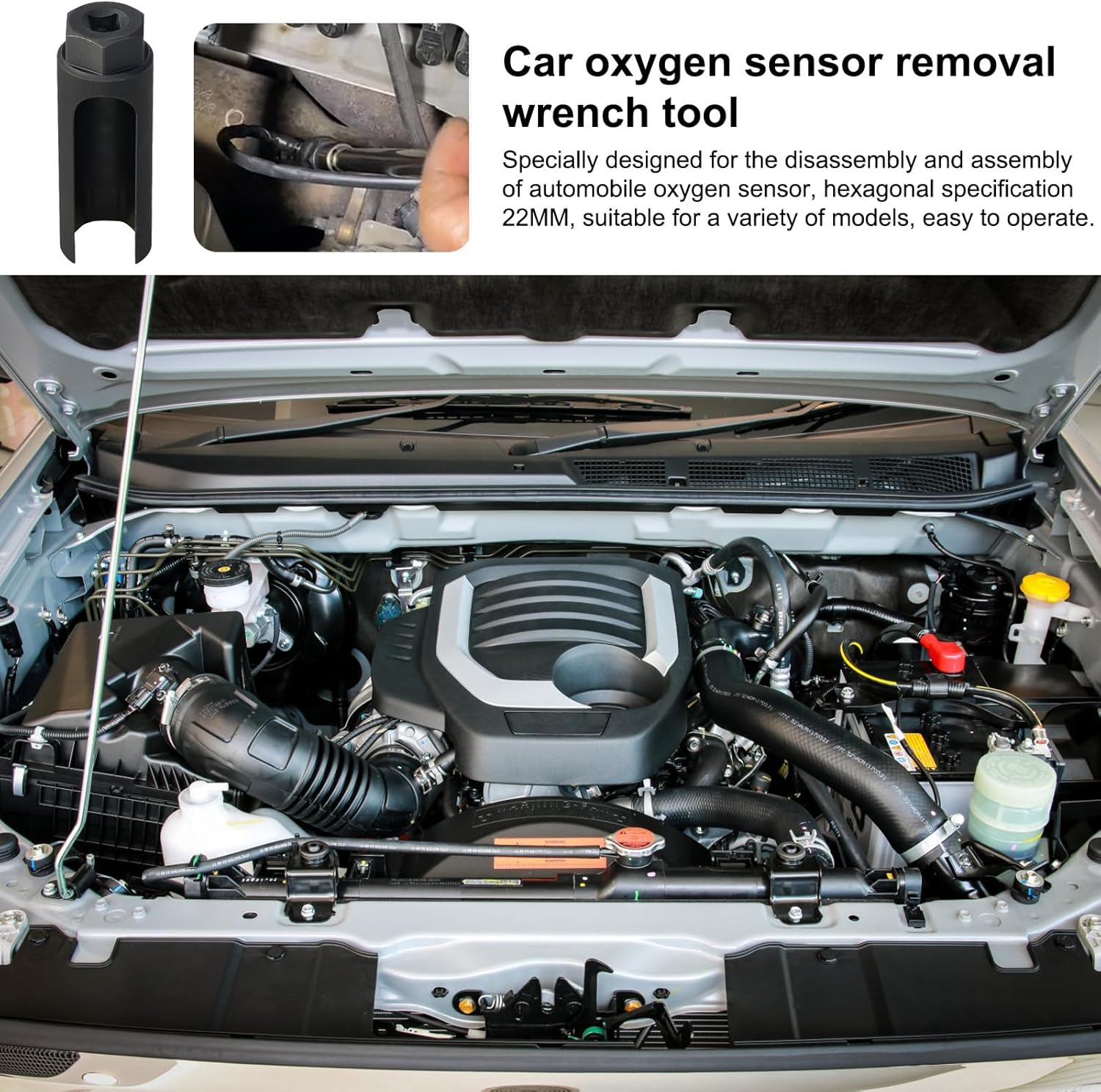 Car Oxygen Sensor Spacer, O2 Sensor Spacer Steel 22Mm - Automative Oxygen Sensor Extender, Anti-Slip O2 Sensor Socket for Removing and Installing Oxygen Sensors on Buniq