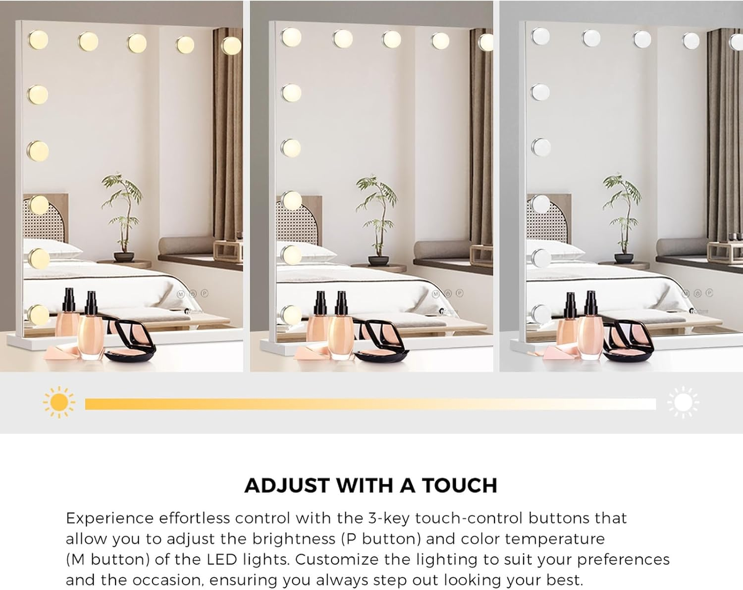 Oikiture Hollywood Vanity Mirror with Light, Smart Makeup Mirror with 18 LED Bulbs 80 X 58Cm Type-C & USB Power Charging Vanity Mirror with 10X Magnifying Mirror image number 2