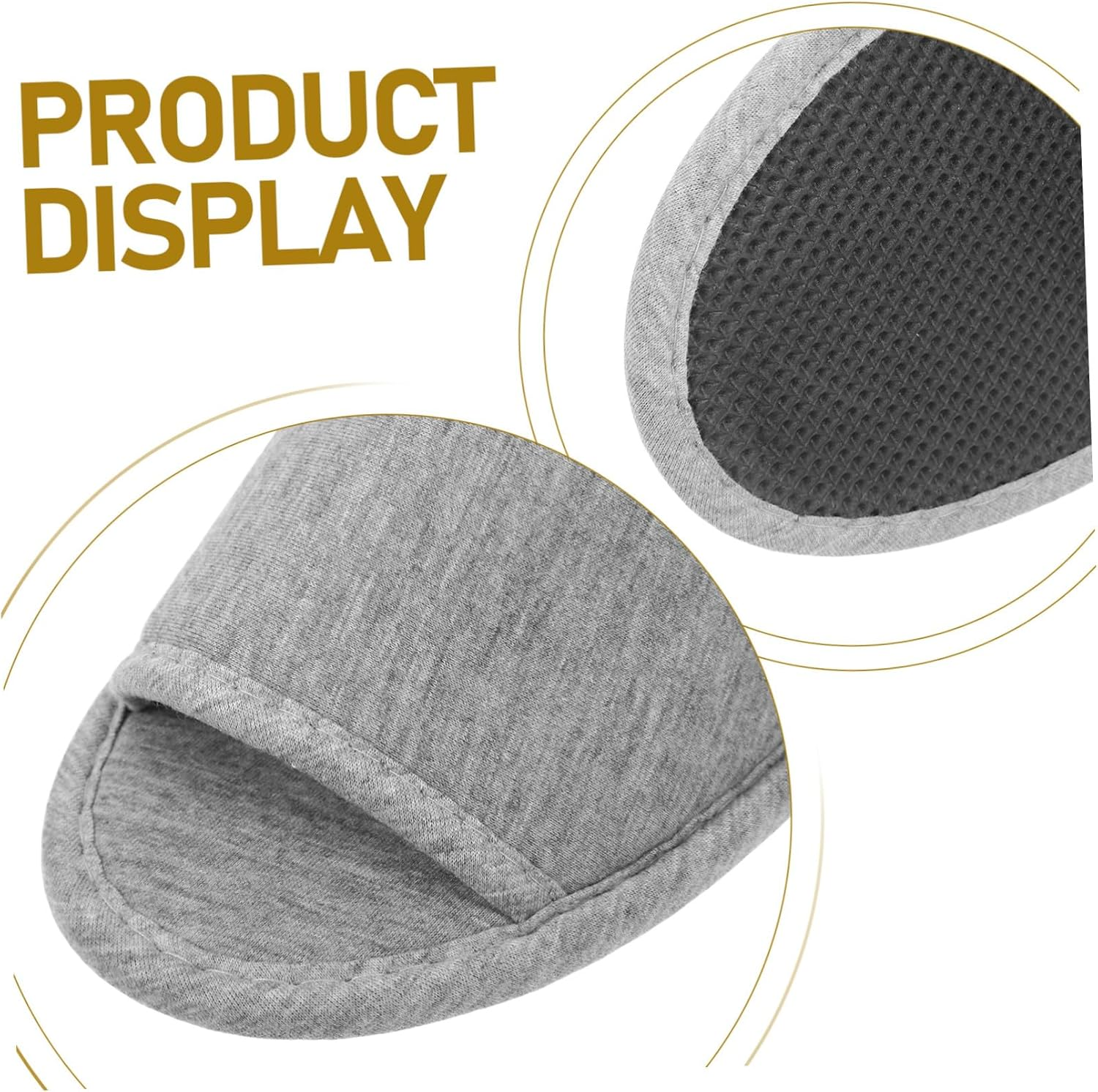 TOPPERFUN Lightweight Folding Travel Slippers for Business Trips and Home Use EVA Portable Open Toe Slippers Soft Knitted Cotton Space Saving Grey Footwear for Hotel and Plane image number 6