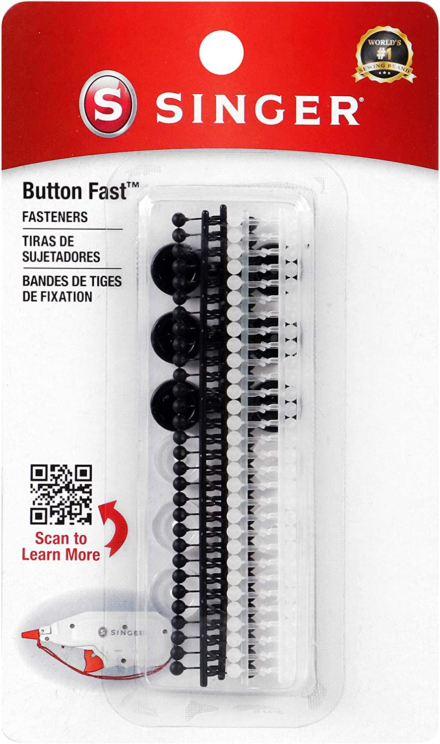 Singer Button Fast Quick-Fix Button Replacement Tool with 60 Fasteners and 12 Buttons (01933)