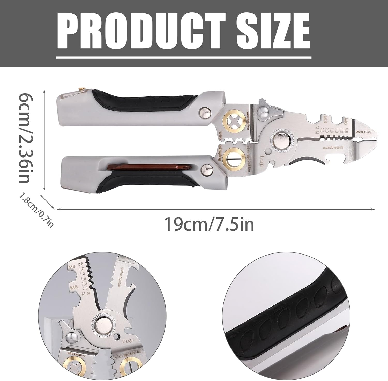 Lyreh 21 in 1 Wire Stripper, Multifunctional Wire Stripping Tool with Electricity Measurement Functions, Professional Electrician Pliers for DIY Home Construction Crimping & Cutting image number 4