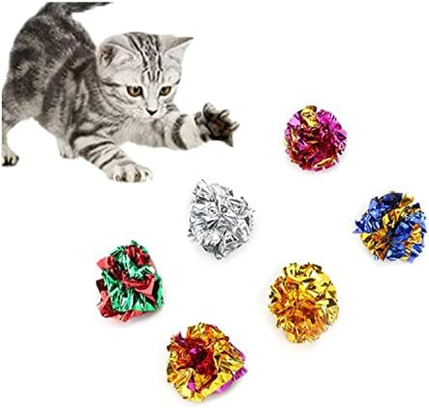 ISMARTEN Crinkle Balls Cat Toys for Indoor Cats, Lightweight Shiny Crinkle Paper Ball for Kitten (Random Color) (2.36 In) image number 4
