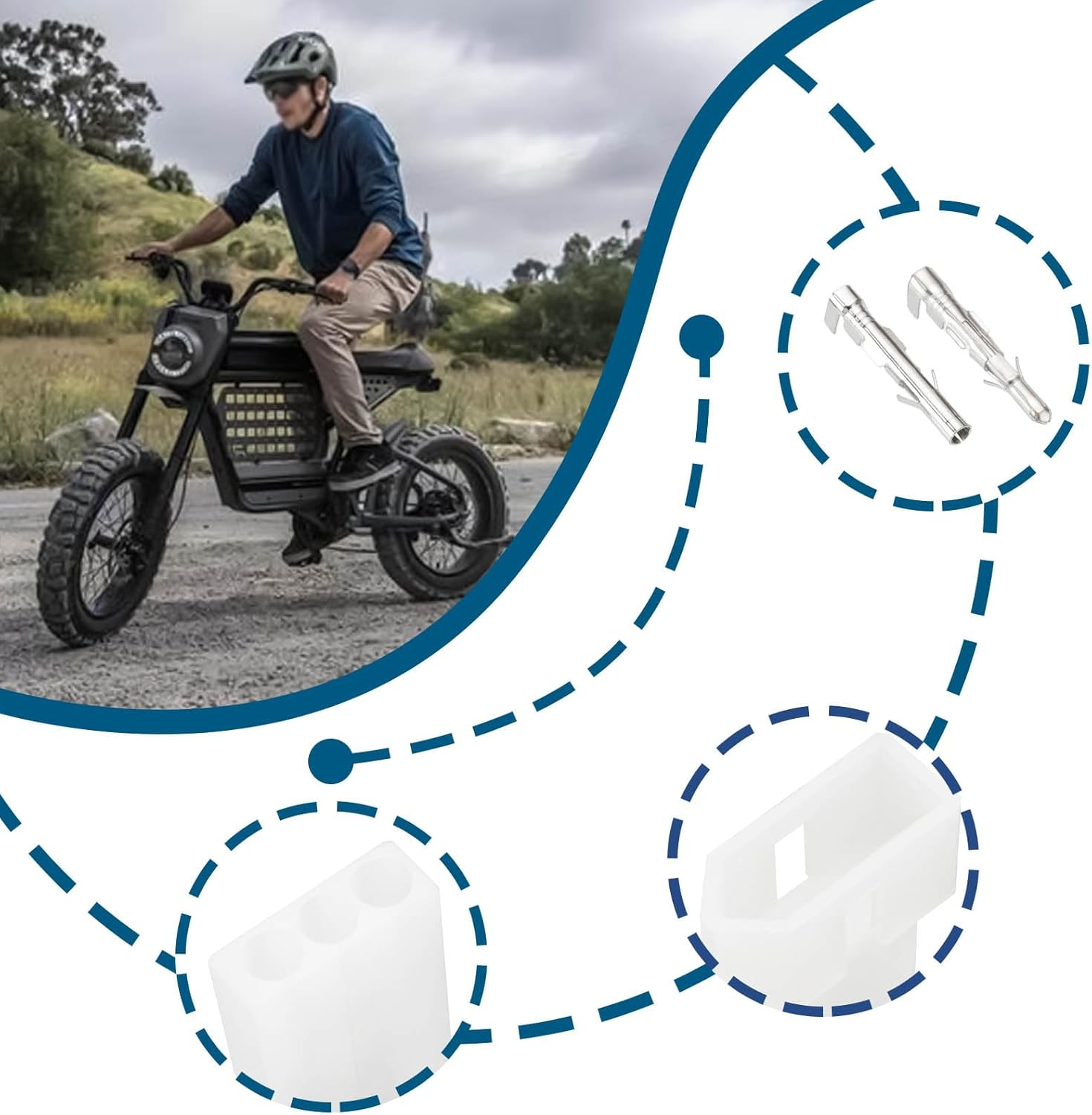 Emagtech 2Set 3-Pin Connector Set Male and Female Suitable for Indicator Switch or Tail Light Compatible with KTM EXC LC4 Compatible with Husaberg image number 2