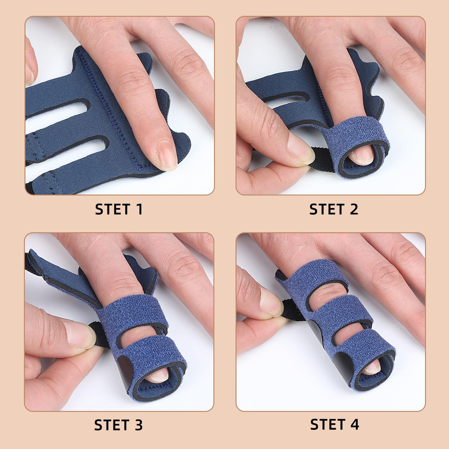 Finger Splint, [4 Pcs ] Upgraded 3 Straps Trigger Finger Brace Support for Arthritis Broken Finger Protection Pain Relief Straighten (Black) image number 5