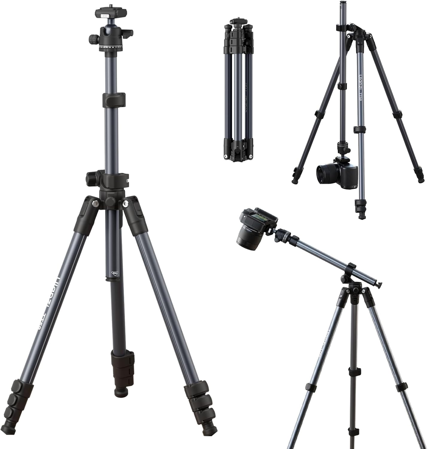 ULANZI TT59 Horizontal Overhead Camera Tripod, 175CM/68.9" Foldable Travel Tripod, Professional Photography Tripod Stand with Uka Quick Release Ball Head for Mirrorless Camera/Dslr/Camcorder image number 5