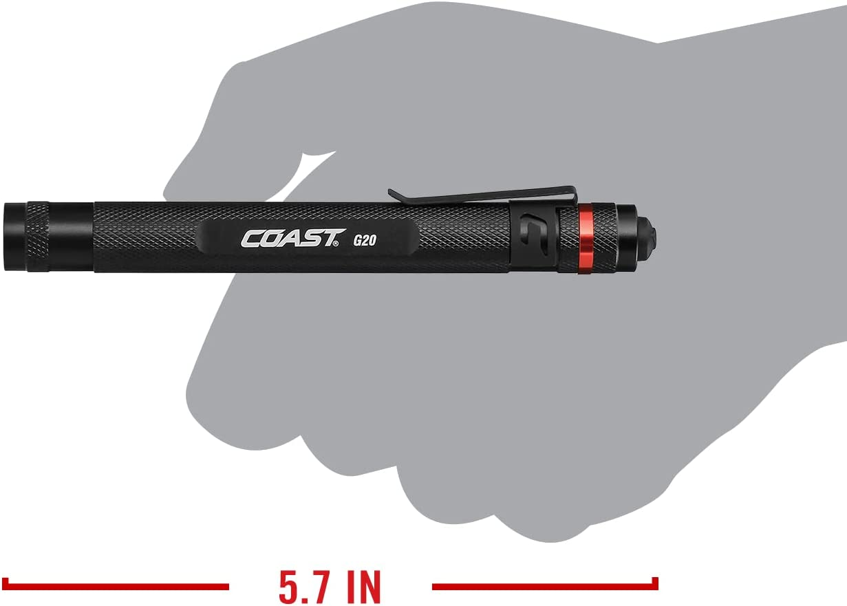 Coast G20 Inspection Beam LED Penlight with Adjustable Pocket Clip and Consistent Edge-To-Edge Brightness, Black 1 Pack image number 1