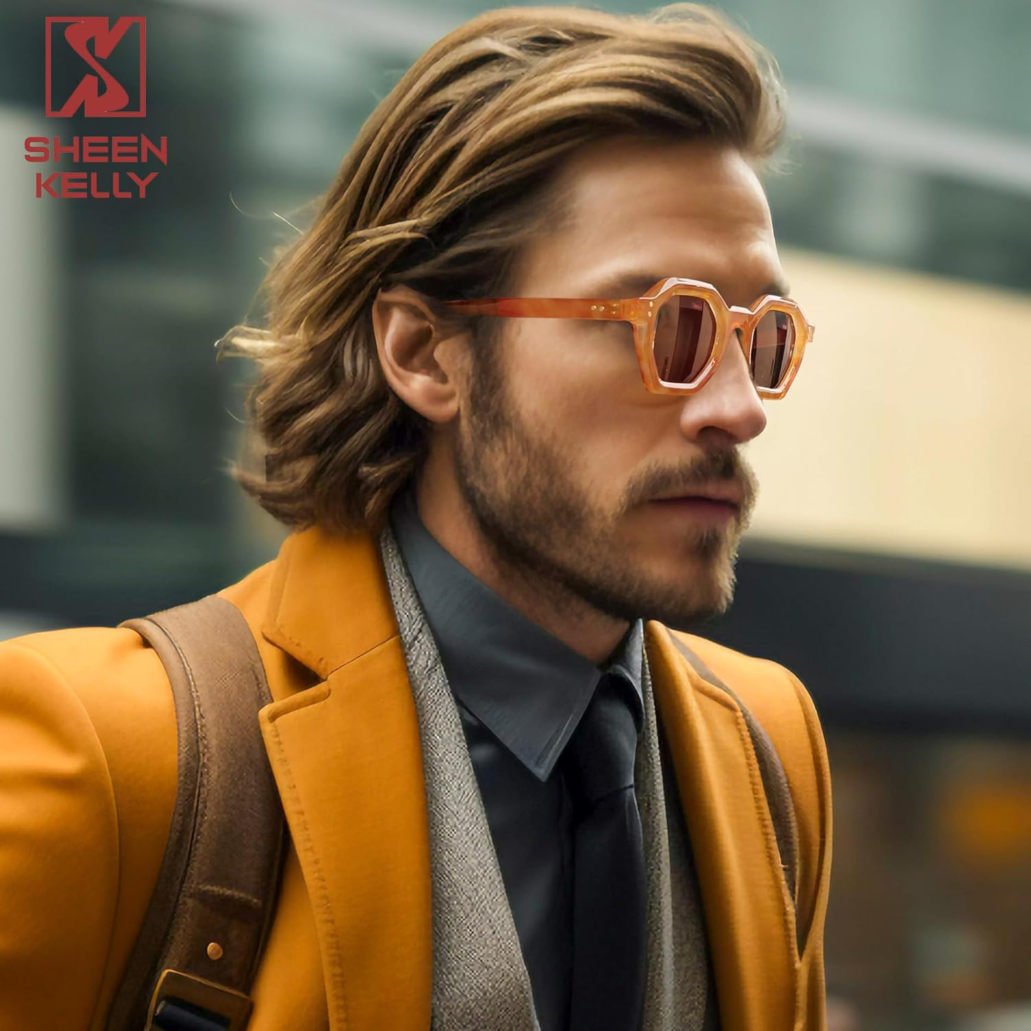 Retro Hexagon Sunglasses for Men Women Trendy Vintage Small Square Black Dark 90S Glasses image number 6