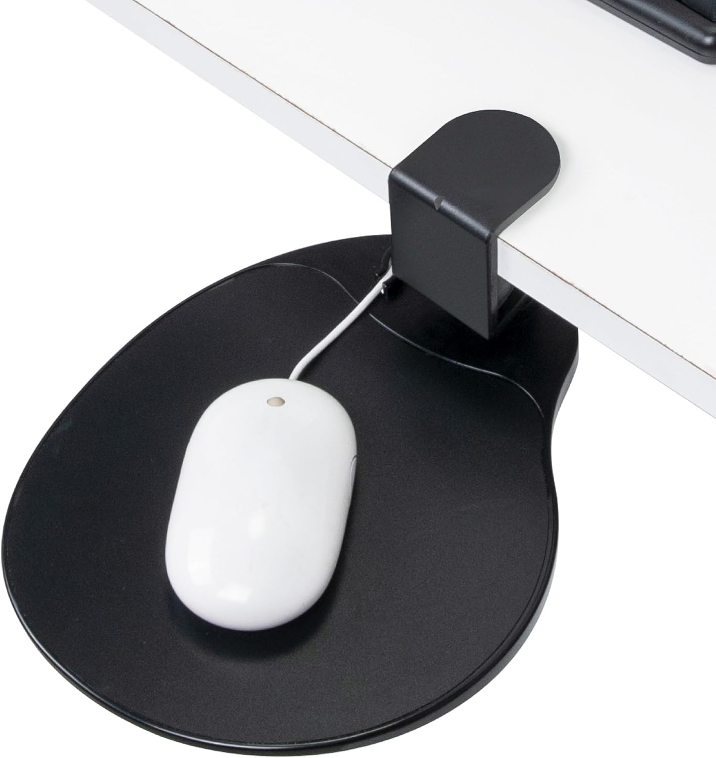 EHO Under-Desk Mouse Platform/Clip on Mouse Pad Rotating 360 Degree, Ergonomic Mouse Tray Attachment, Office Mouse Pad, Slide Out Mouse Tray Black