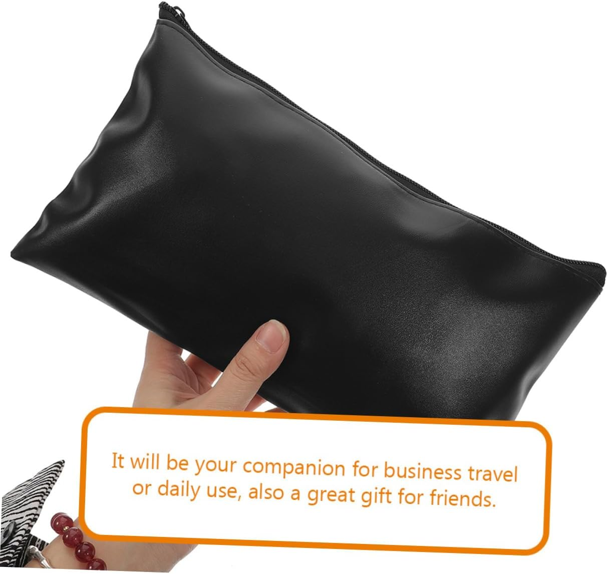 TOYZFRIENDY 2Pcs Leather Document Bag Portable File Organizer for Men Zippered Cash and Receipt Pouches in Black and Blue Lightweight Office and Travel Storage image number 6