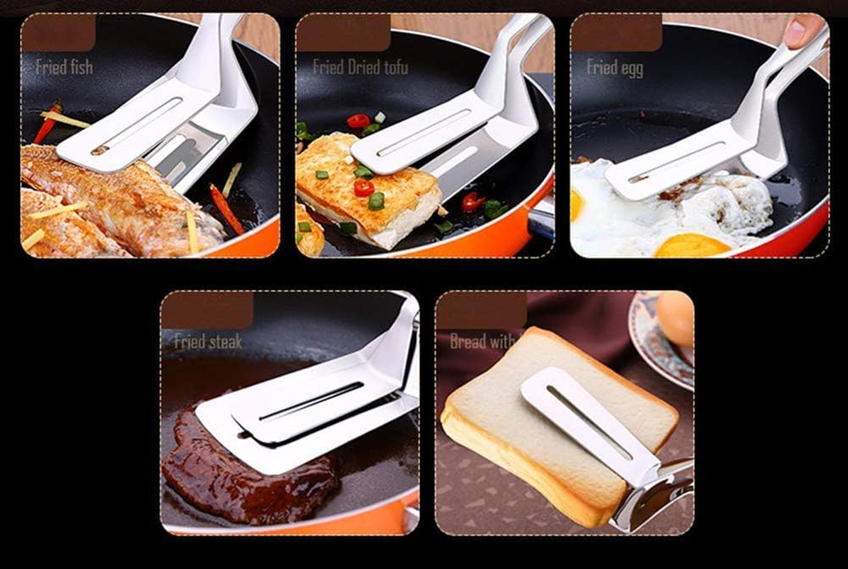 Jinken 10 Inch Premium One-Piece Stainless Steel Multipurpose Gripper Bread Clip/Steak Clamps/Fried Steak Clamp/Barbecue Tongs/Beefsteak Turner Flipper