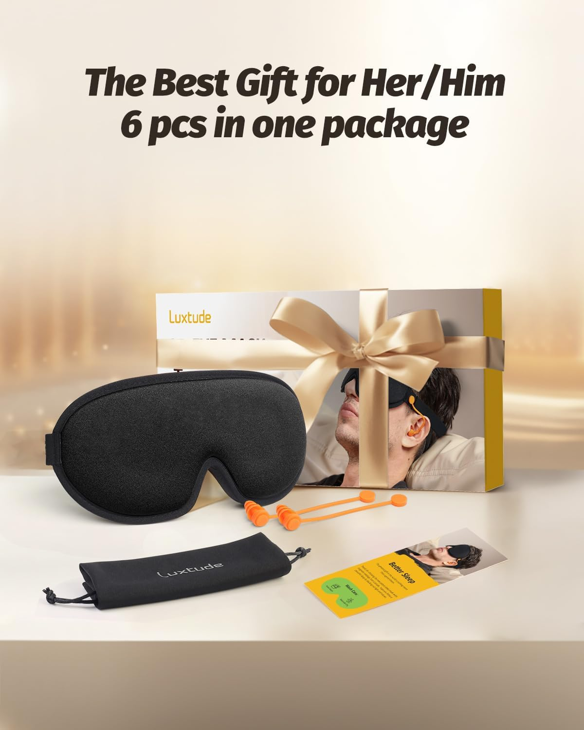 Luxtude Sleep Eye Mask with Magnetic Earplugs for Sleeping, 3D Sleep Mask Blackout Zero Eye Pressure, 100% Light Blocking Sleeping Mask for Women Men, Night Blindfold Eye Cover for Travel image number 5