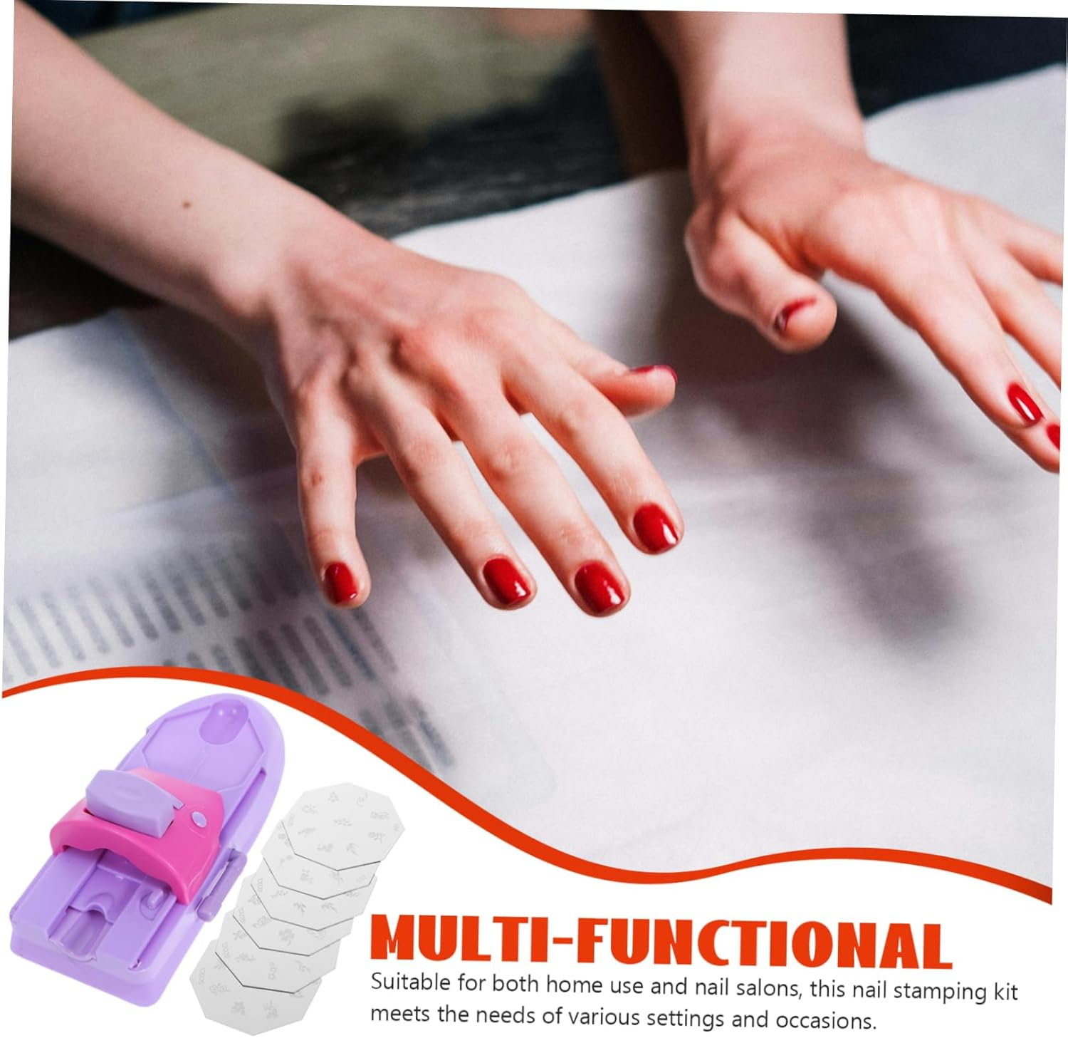 PACKOVE Nail Stamper Kit 10-Piece Set Nail Stamping Plates DIY Pattern Printing Machine for Manicure Art Green Box Suitable for Home Use image number 1