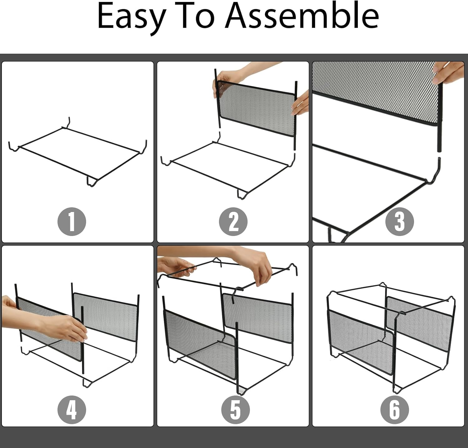 Merrynine Set of Suspension Files and Frame, 15PCS A4 Suspension Files with Tabs and Card, Black Metal Mesh A4 Suspension File Frame Desktop Hanging File Folder Organiser, 5 Color image number 1