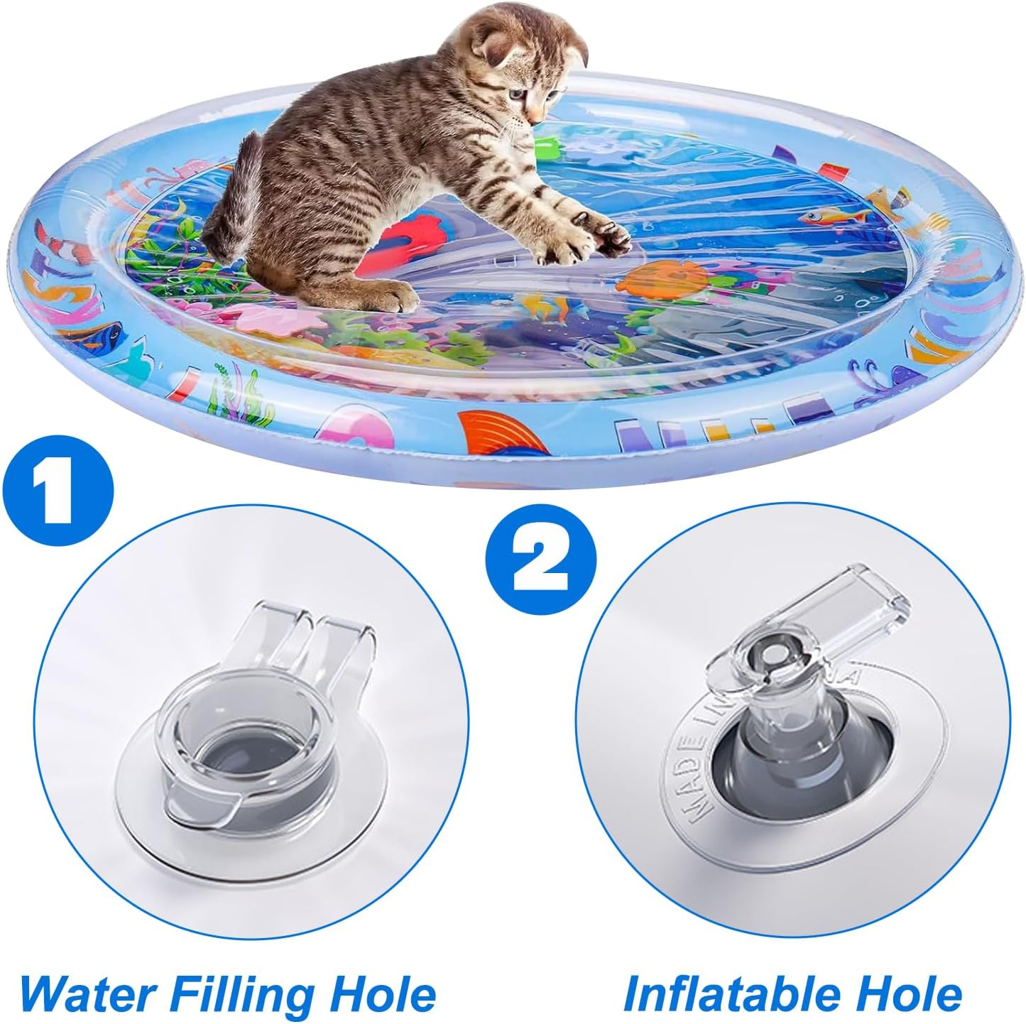 BSITSSS Water Sensory Mat Cat for Pets, Water Sensor Play Mat for Cats Dogs, Thickened Sensory Water Play Mat for Cats, Cool Sensory Water Mat for Cats, Comfort Water Sensory Play Mat Inflatable