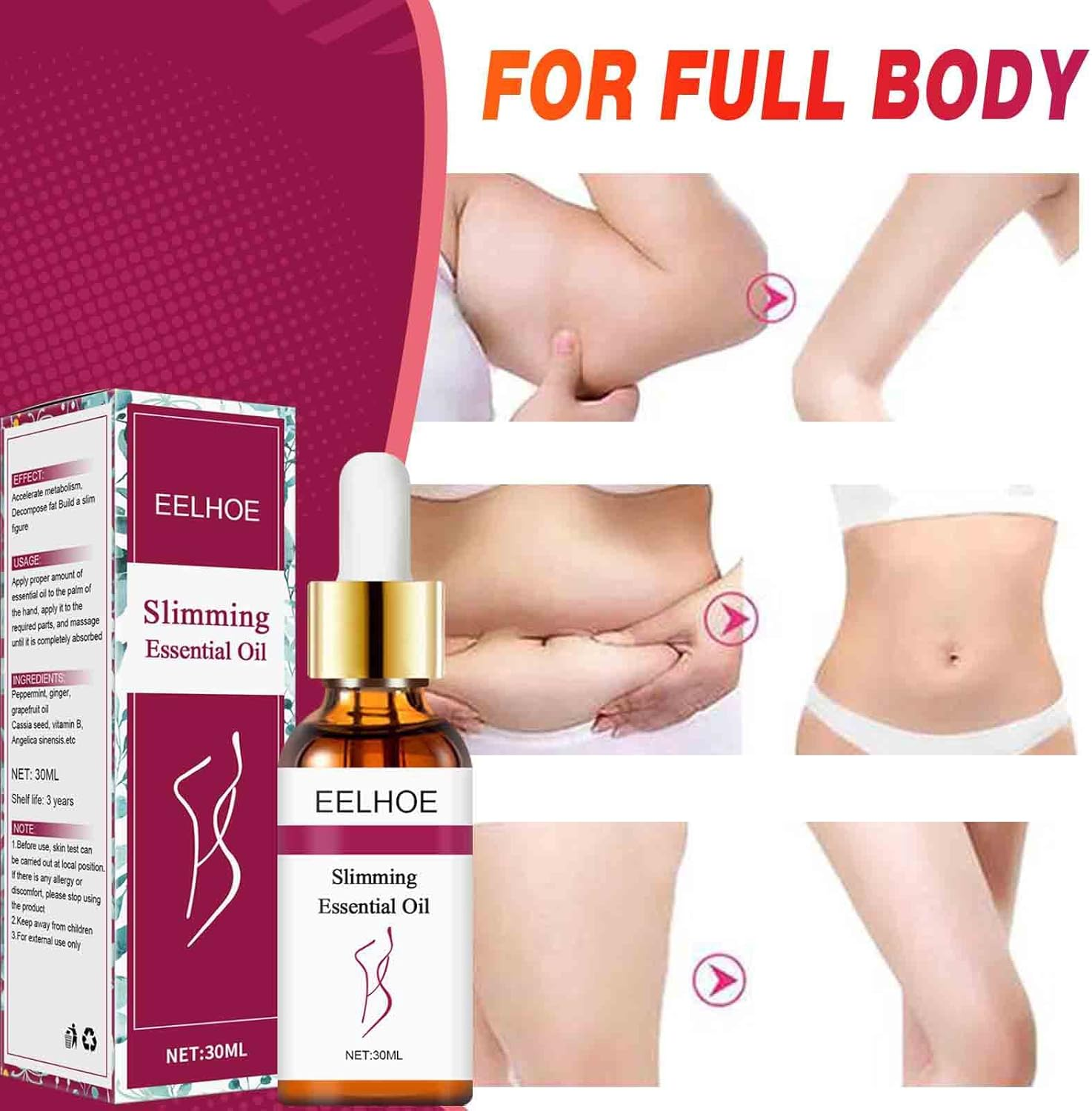 30Ml Belly Shaping Oil, Herbal Slimming Massage Oil, anti Cellulite Massage Oil, Fat Burning Massage Oil Natural Lymphatic Drainage Spa Essential Oil for Tummy Abdomen and Waist Stay 2PCS image number 1