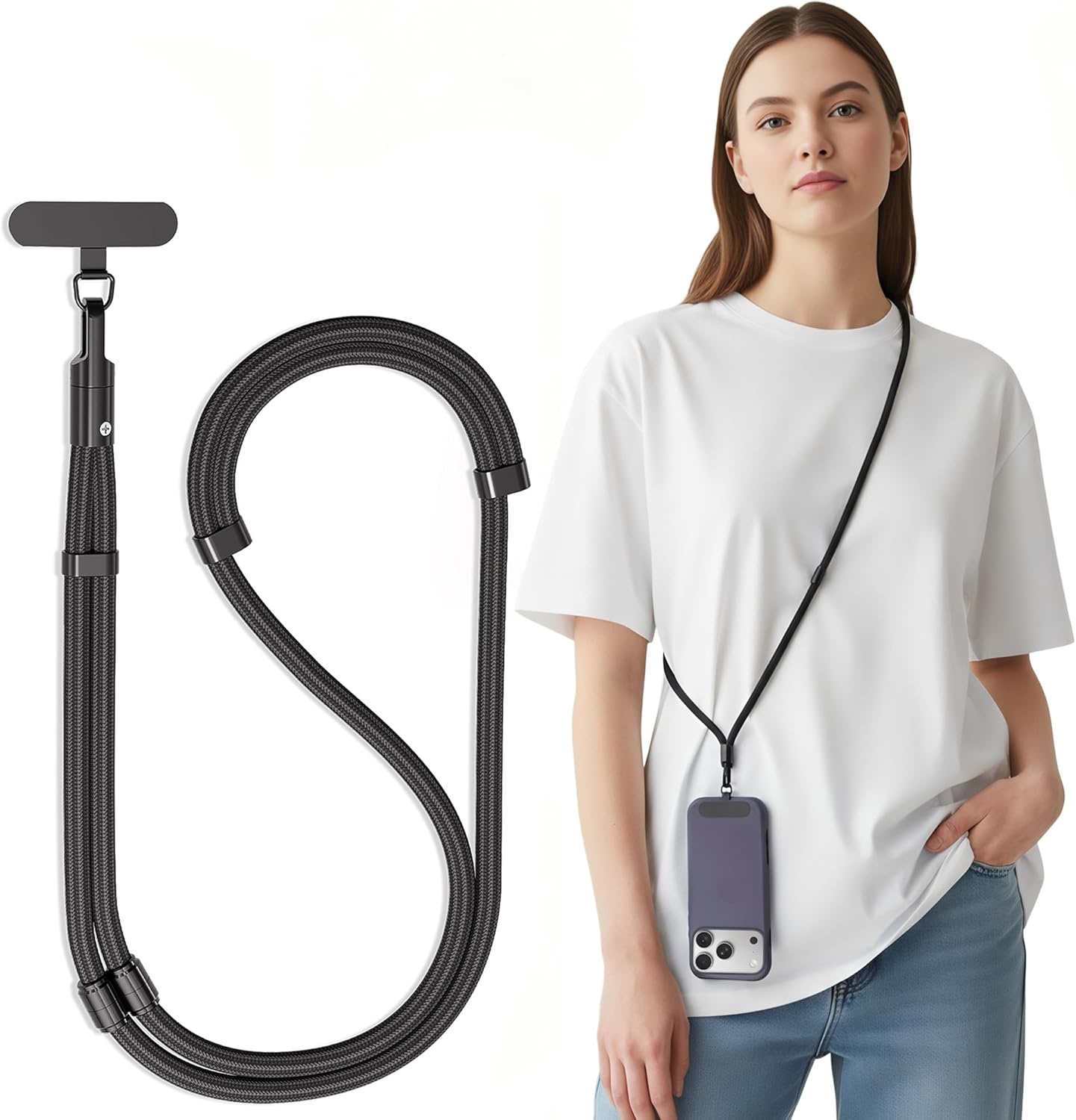 SURDOCA 3-In-1 Phone Lanyard for Crossbody, Neck & Wrist, Adjustable anti Theft Phone Strap with Tether Tab & Loop Strap