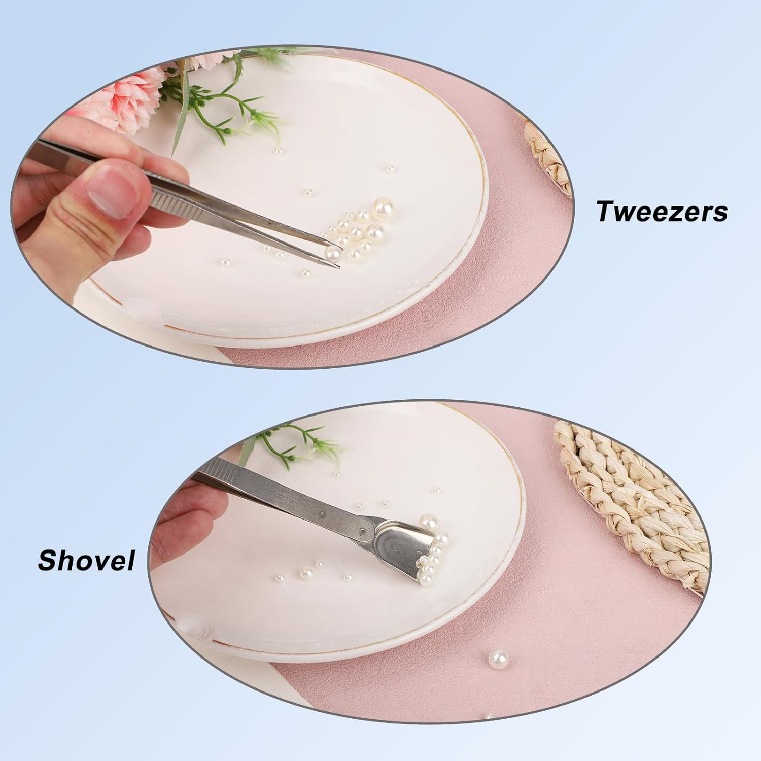 Gosknor 4Pcs Cake Decorating Tools Set, Stainless Steel Sprinkle Pen Pearl Grabber & Tweezers with Shovel Head Professional Sprinkles Tools for Baking Cookies Cupcake Decoration