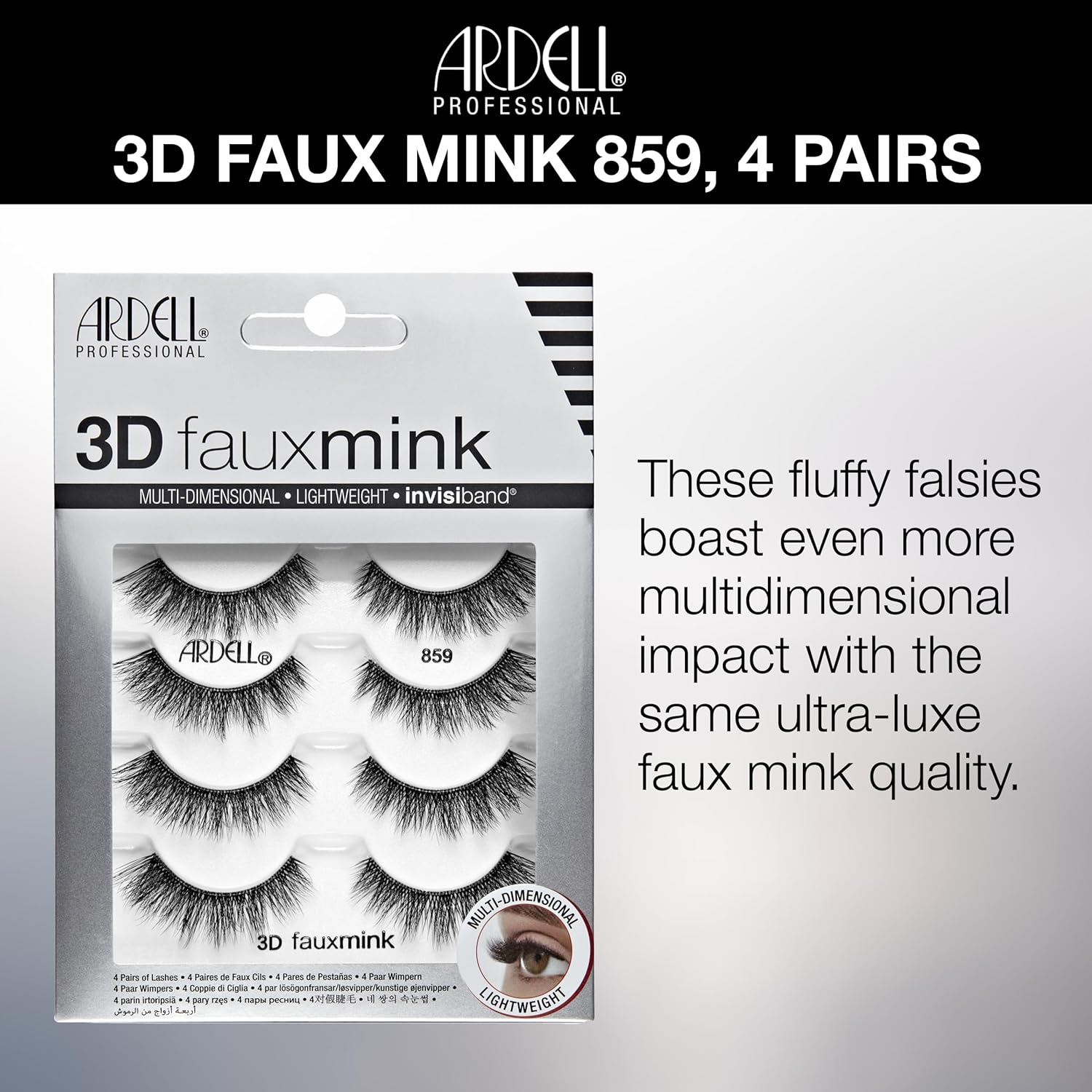 Ardell 3D Faux Mink Lashes &ndash; Lightweight Invisiband, Natural Lashes Faux Mink Demi Wispies, 4 Pairs image number 3