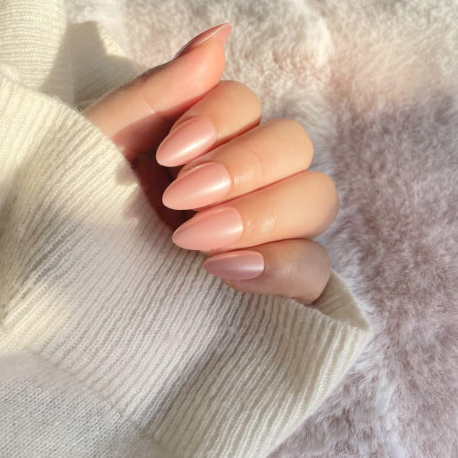 NKA Press on Nails Kit, 30 Premium Quality Acrylic Fake False Short White Press on Nail, Peach Sorbet image number 1