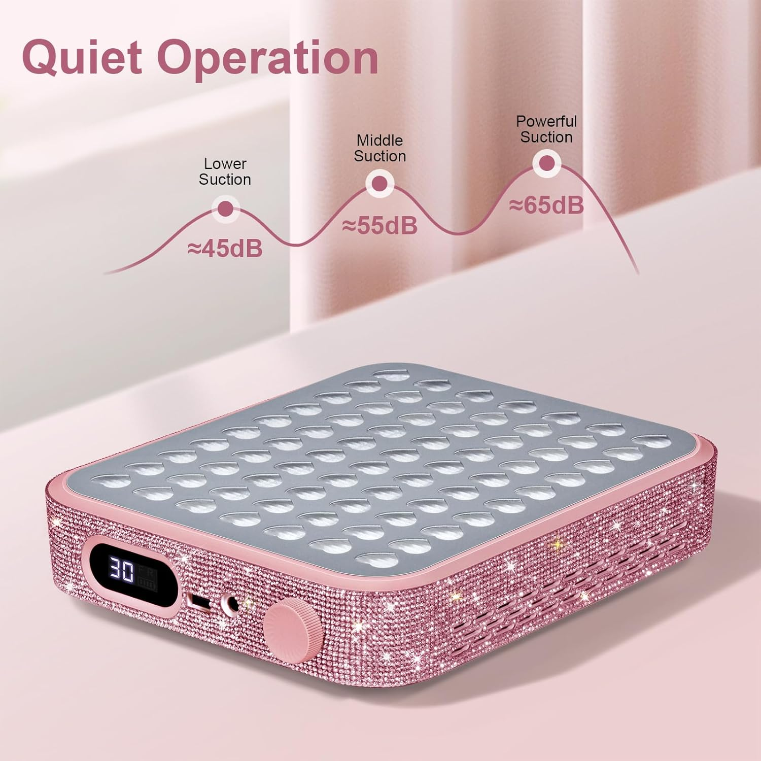 Ludysic Nail Dust Collector with 2 Reusable Filters,Nail Vacuum Dust Collector Quiet for Nail Tech Art, Powerful Nail Fan and Duster Collector,Nail Vacuum Cleaner for Salon and Home(Pink Diamond)