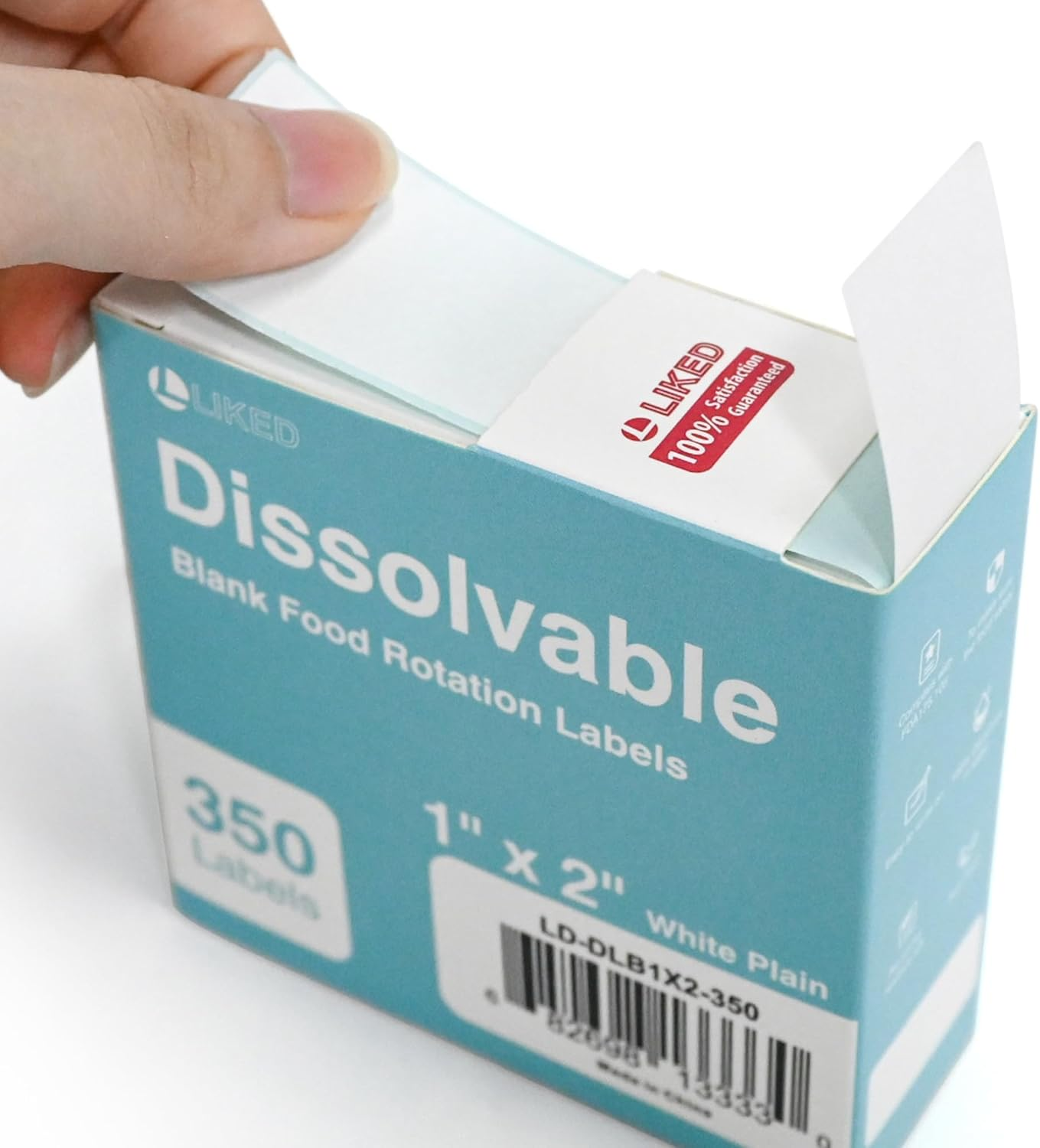 L LIKED 350 Stickers Dissolvable Food Labels 1X2 Inch for Containers 350 Labels per Roll image number 3