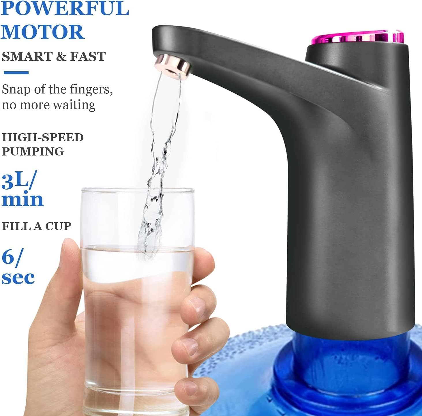 Electric Water Dispenser Electric Water Bottle Pump Smart Water Dispenser 5 Gallon Bottle Build-In TDS Water Quality Tester Wireless for Home Kitchen Office Use Electric Drinking Water Pump