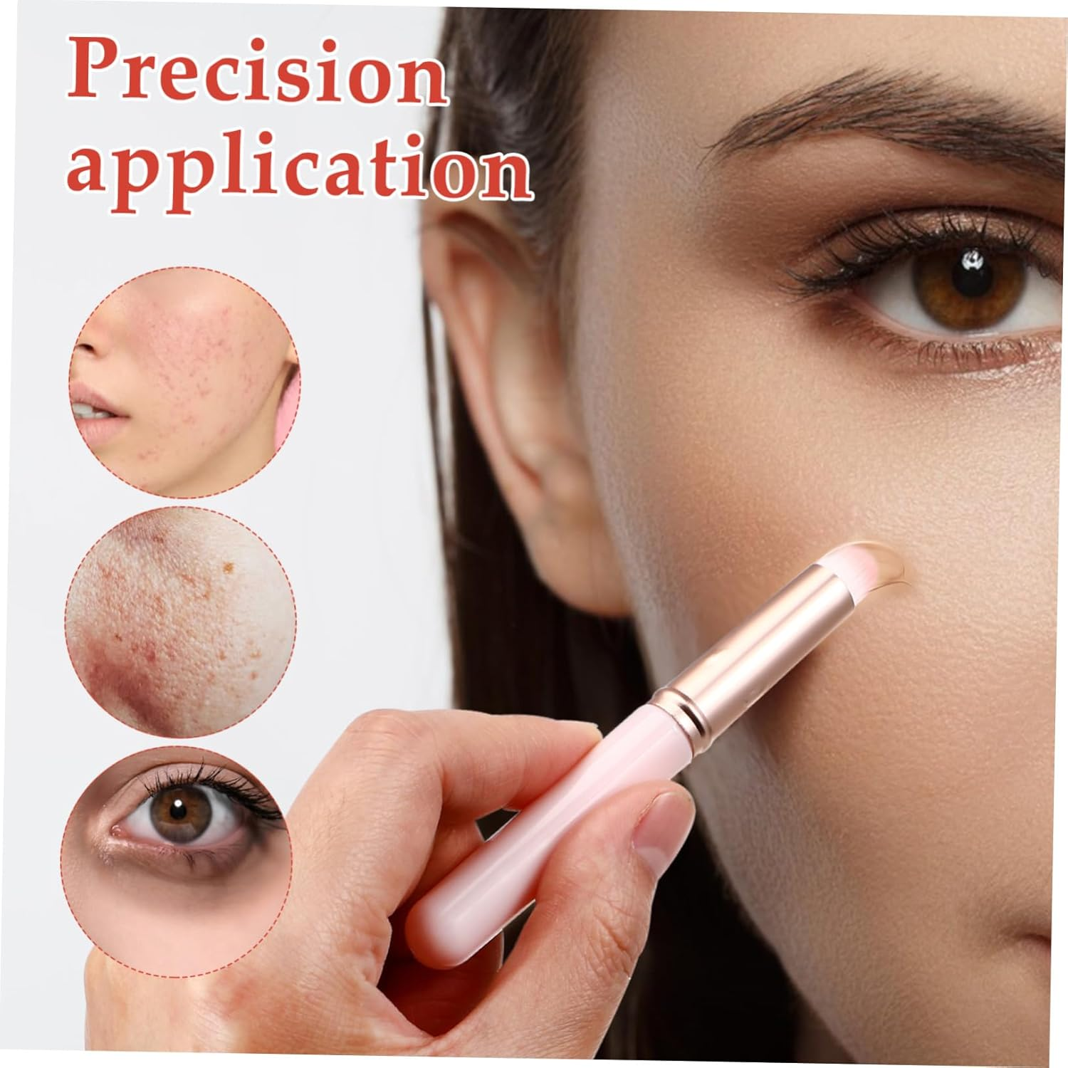 COMPUKAS Concealer Brush with Lid 3Pcs Mini Short Handle Precision Lip under Eye Makeup Tool for Blending Application Travel Friendly image number 5