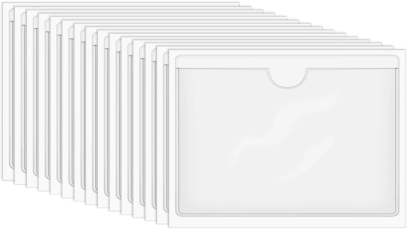 Self-Adhesive Index Card Document Sleeve, 50Pcs Self Adhesive Index Card Document Sleeve,Self-Adhesive Label Holder Card Document Sleeve Label Holder Clear Library Card Holders