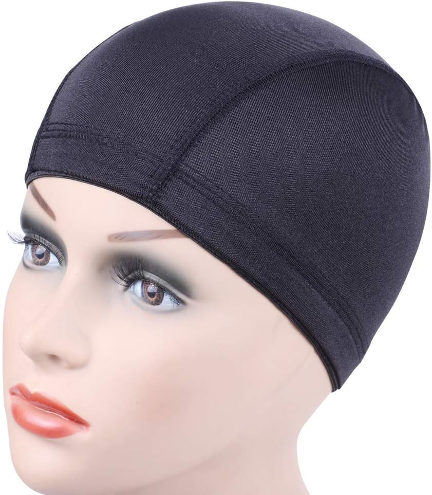 5 Pcs Black Dome Cap for Wig Making Stretchable Hairnets with Wide Elastic Band (M) image number 5