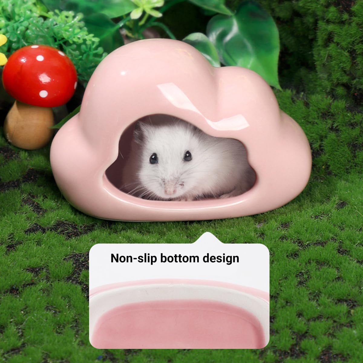 AIMALL Ceramic Hamster Nest Shelter House, Four Seasons Universal, Luxury Villa Design, Hamster Cage Decoration - Apple image number 6