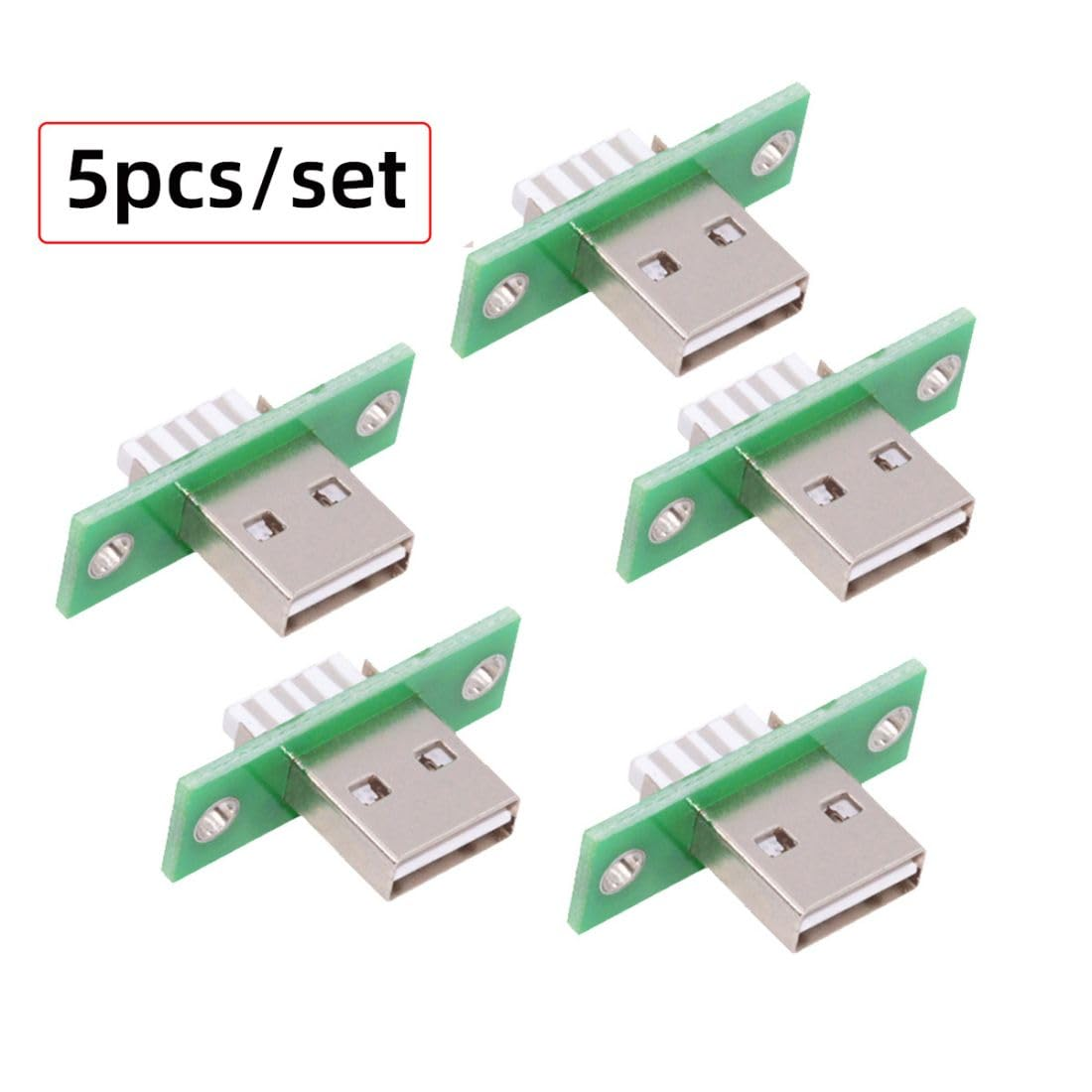 Chenyang 5 Pack USB 2.0 DIY Connector USB 2.0 Male Plug Reversible Insertion Port Repair Replacement Solder Adapter with Panel Mount Screw Hole