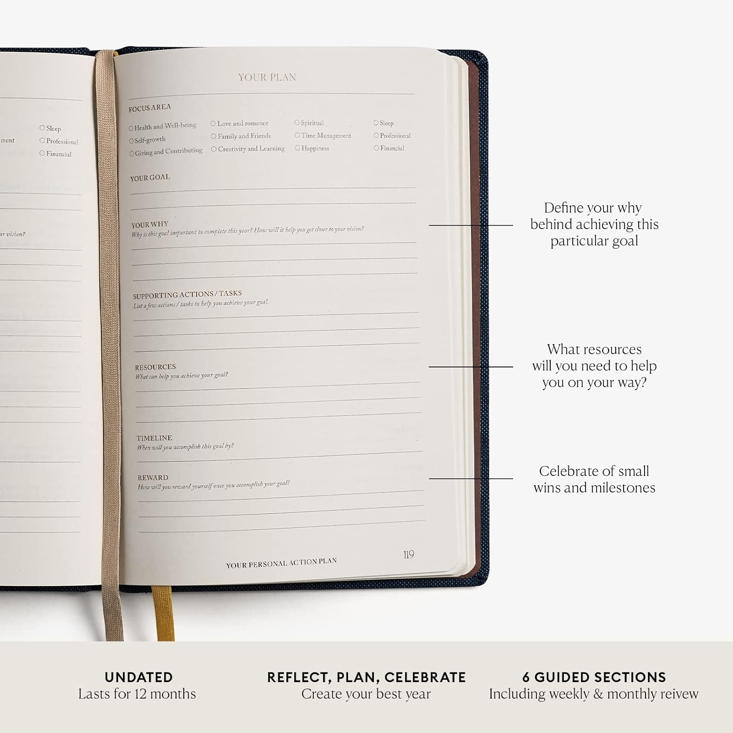 The Best Year Journal, 12-Month Productivity Planner, Journaling Supplies for Time-Management and Mindfulness, A5 Journal Notebook for Goal Setting and Reflection - Intelligent Change image number 3