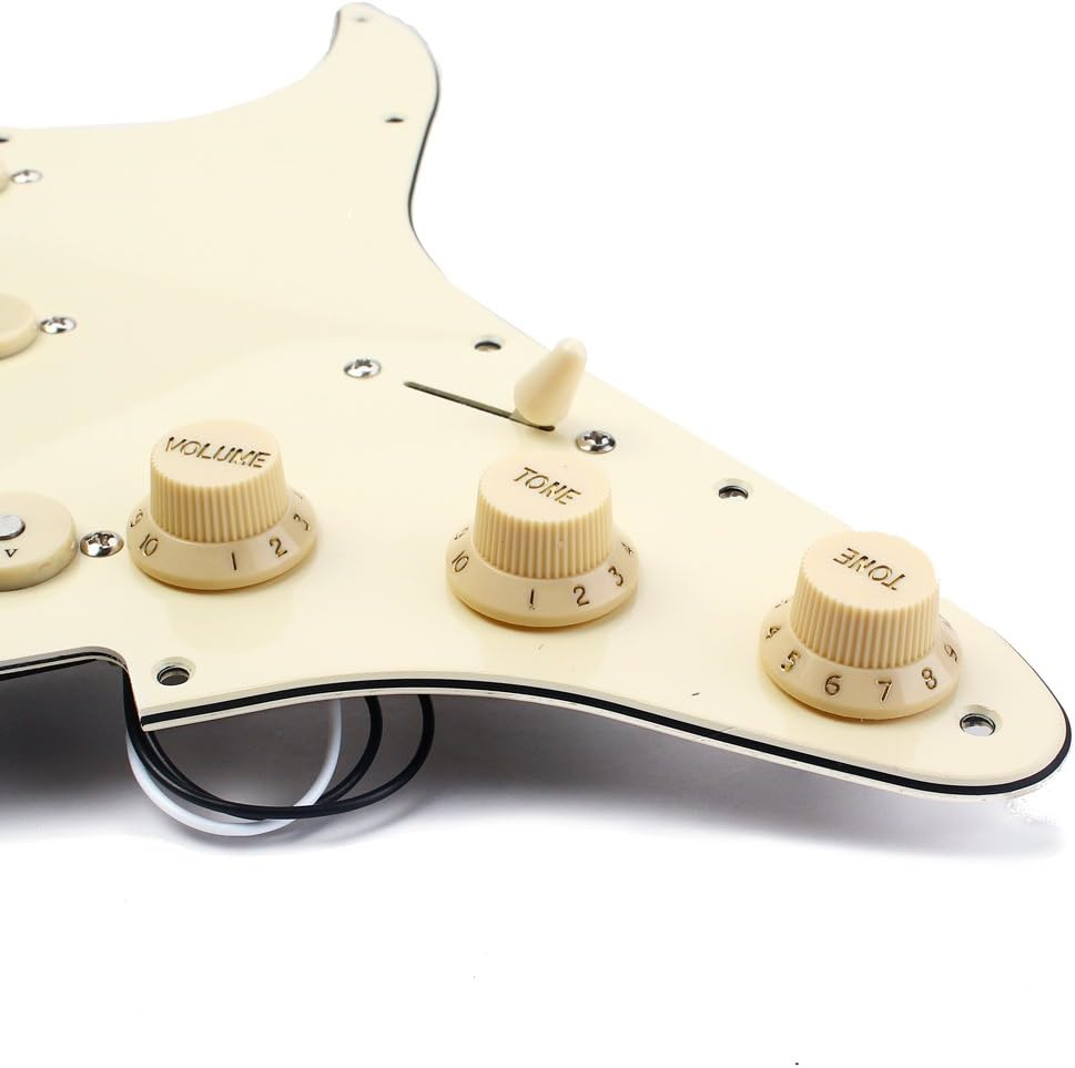 Alnicov SSS 3-Ply Prewired Loaded Pickguard Scratchplate Backplate with Alnico V Pickups Kit for Strat ST Electric Guitars Replacement Parts